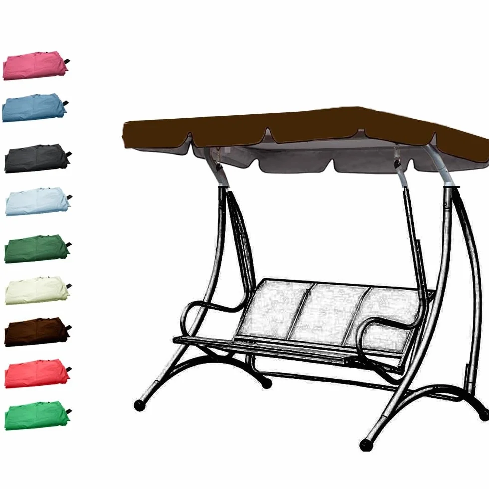 Huśtawka ogrodowa, zadaszenie dla 2-3 osób, do użytku na zewnątrz, 195 x 125 cm, wodoodporne i odporne na promieniowanie UV, schronienie, na patio, huśtawkę, kolor kawowy, łatwa instalacja