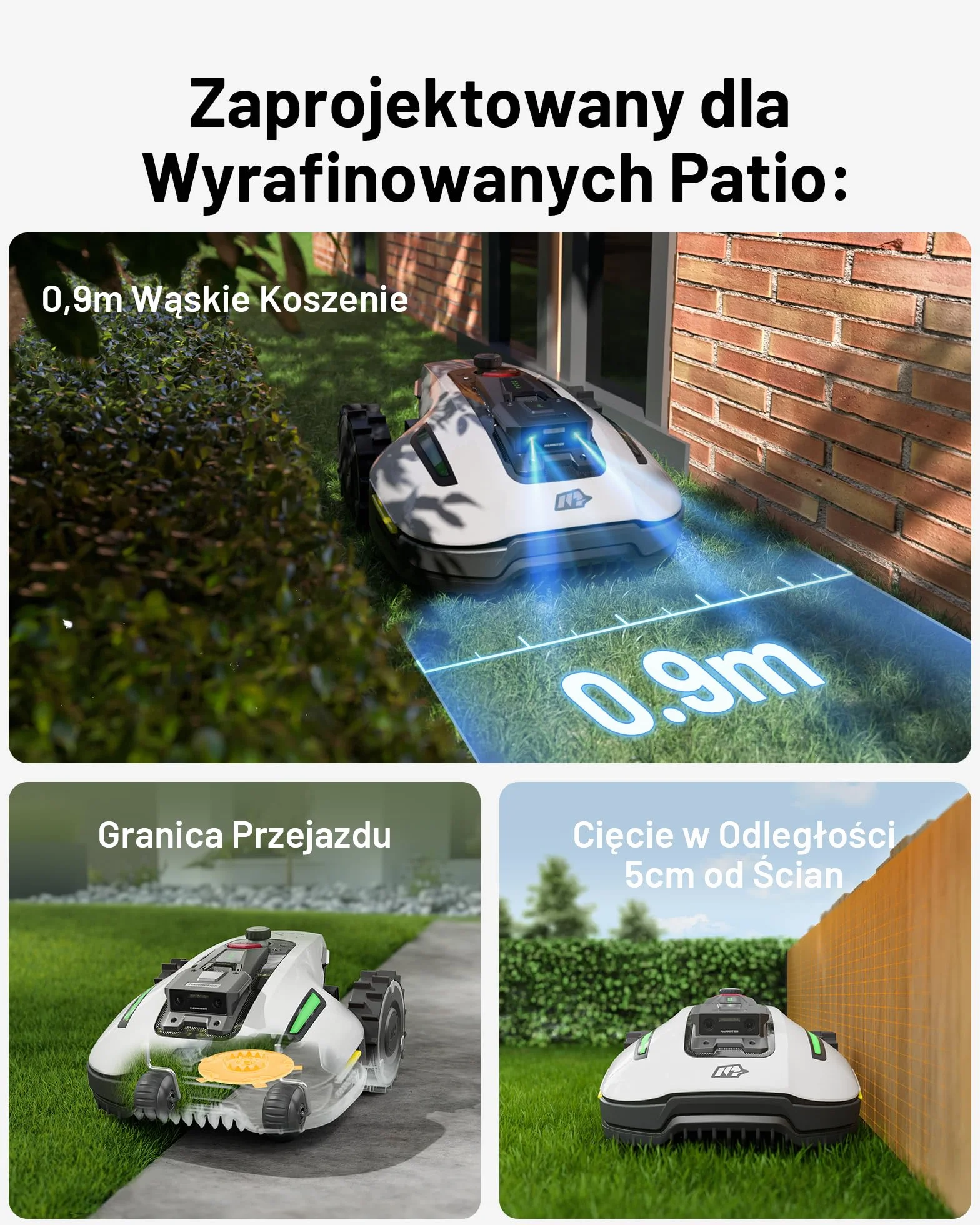 Robot koszący MAMMOTION YUKA Mini 500 z zapasowymi ostrzami, NetRTK+Vision, nie wymaga anteny RTK, automatyczne mapowanie, Rec. 500 m², maks. 700 m², z modułem 4G