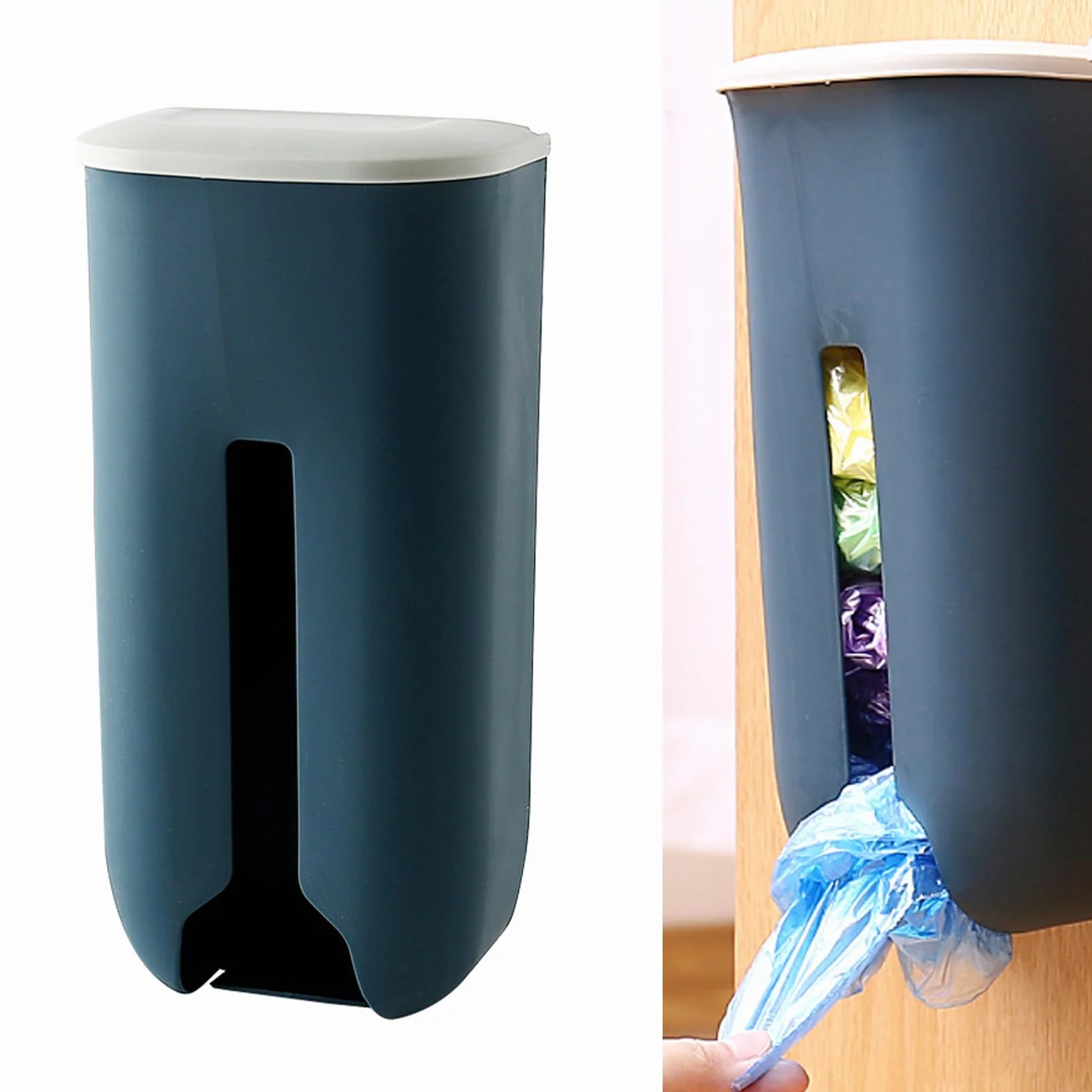 Uchwyt na Torebki z Zakupami z Widocznym Otworem Dolnym i Zabezpieczeniem Stalowym, Plastikowy Dozownik do Kuchni, Pralni, Małych Mieszkań