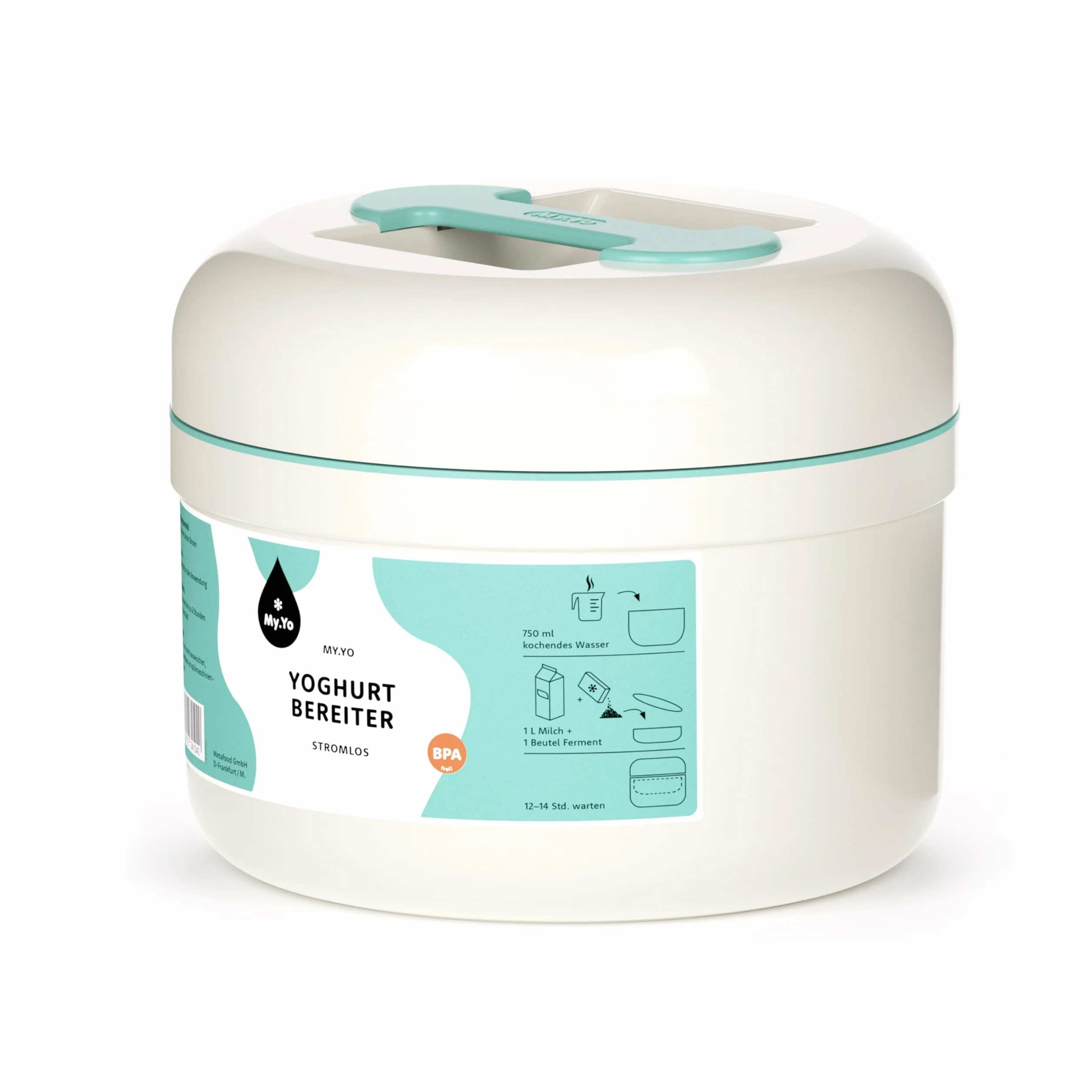 My.Yo - Jogurtownica bez prądu | Kolor miętowy | 2 torebki fermentów organicznych w zestawie