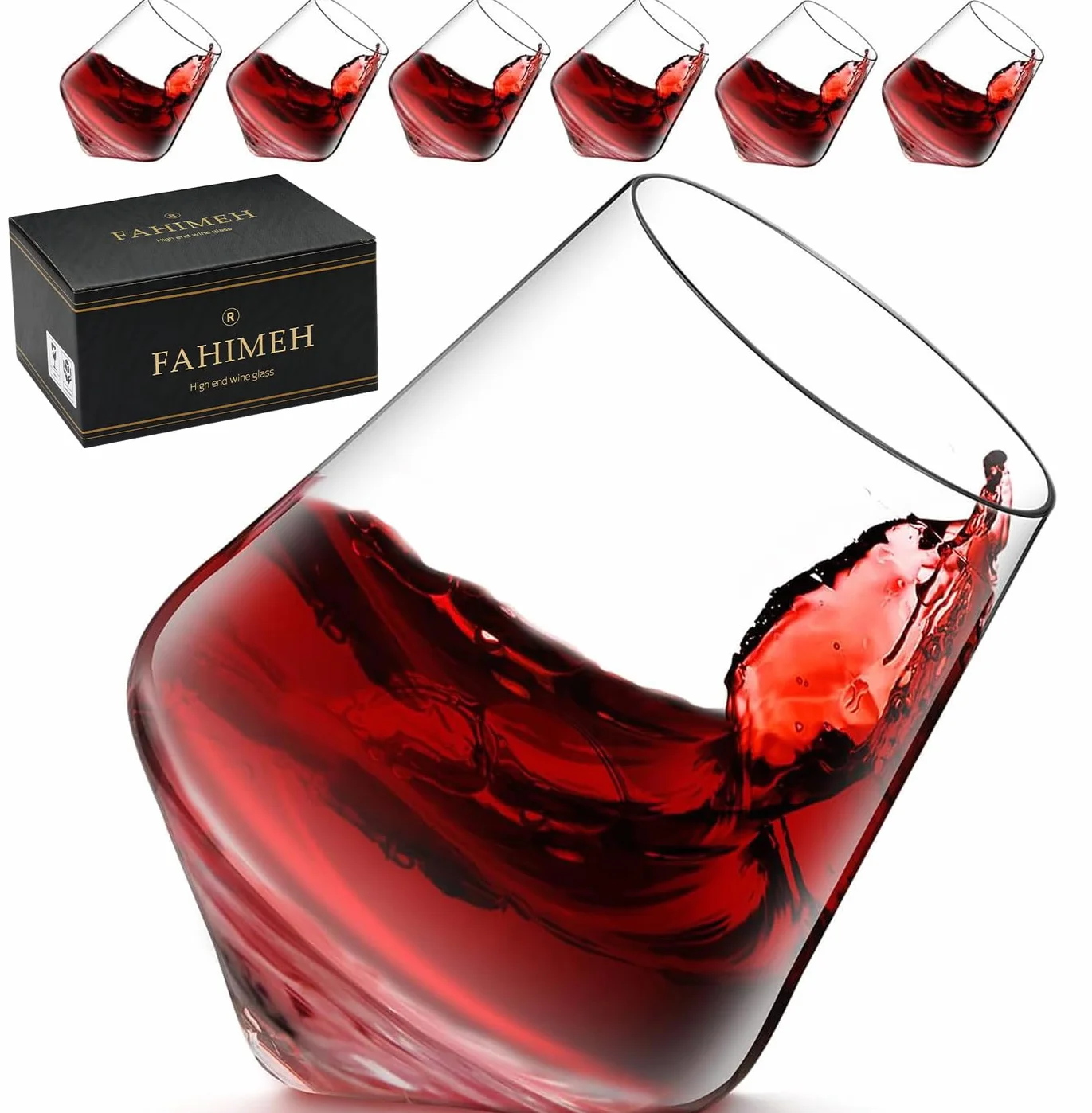 Szklanki do rumu, do whisky, koniaku, whisky bez trzonka, kieliszki do degustacji, kryształowe kieliszki do likieru, zestaw 6 sztuk, 300 ml