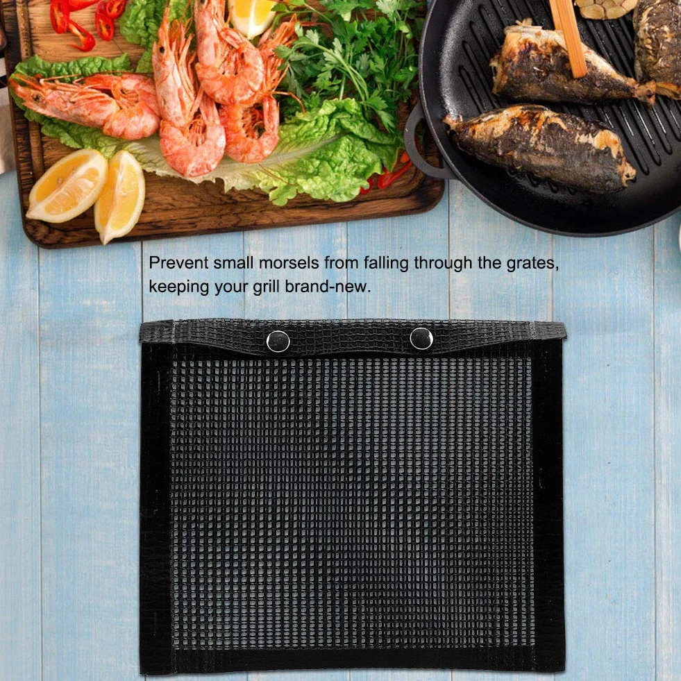 Odporny na wysokie temperatury worek do grillowania, siatkowy, wielokrotnego użytku, nieprzywierający, do kuchni na świeżym powietrzu, grillowanie paniki, kolacja barbecue, spotkania rodzinne (22 x 27 cm)