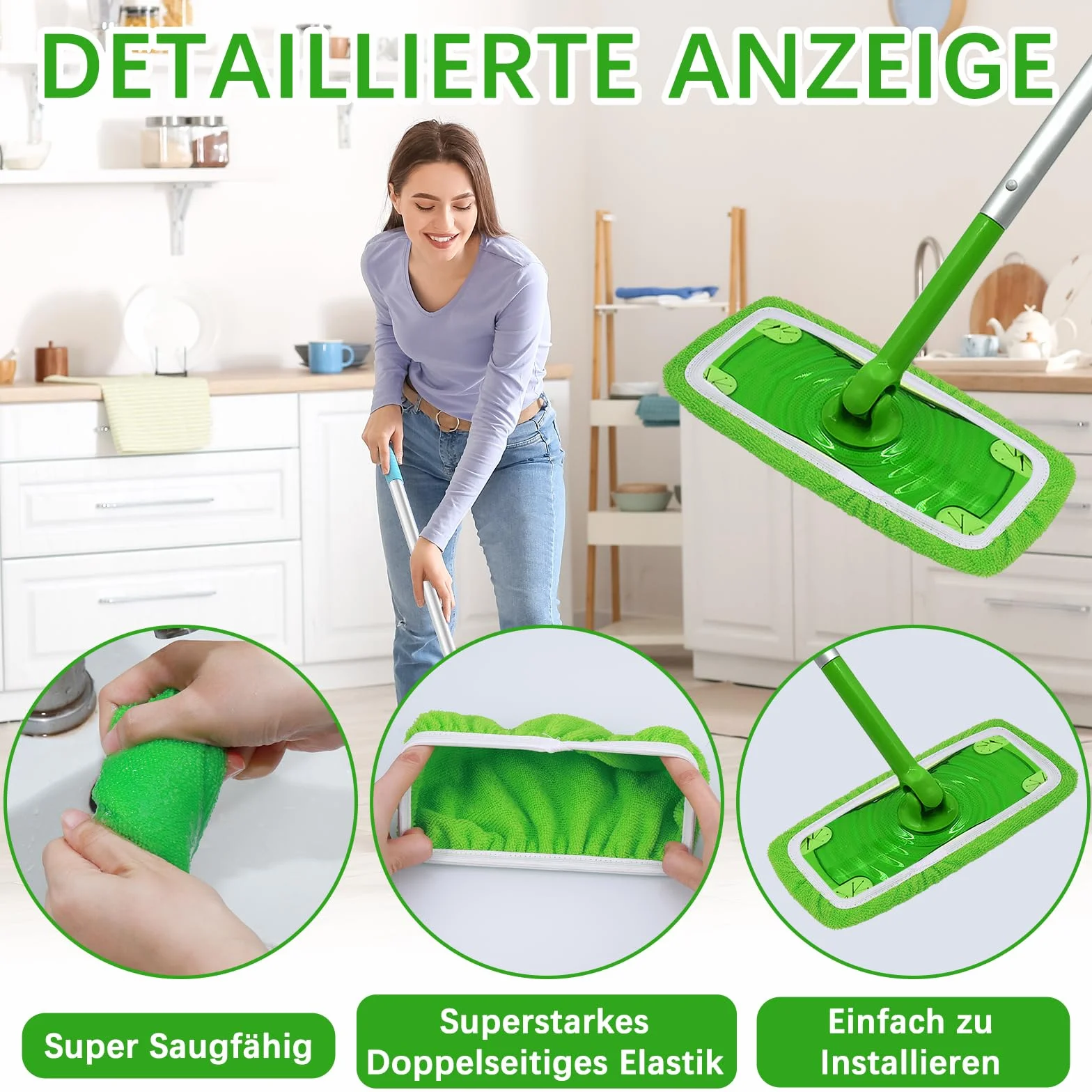 8 sztuk ⋆ściereczek wielokrotnego użytku do mopa Swiffer, zestaw mikrofibry do mopa Swiffer Sweeper