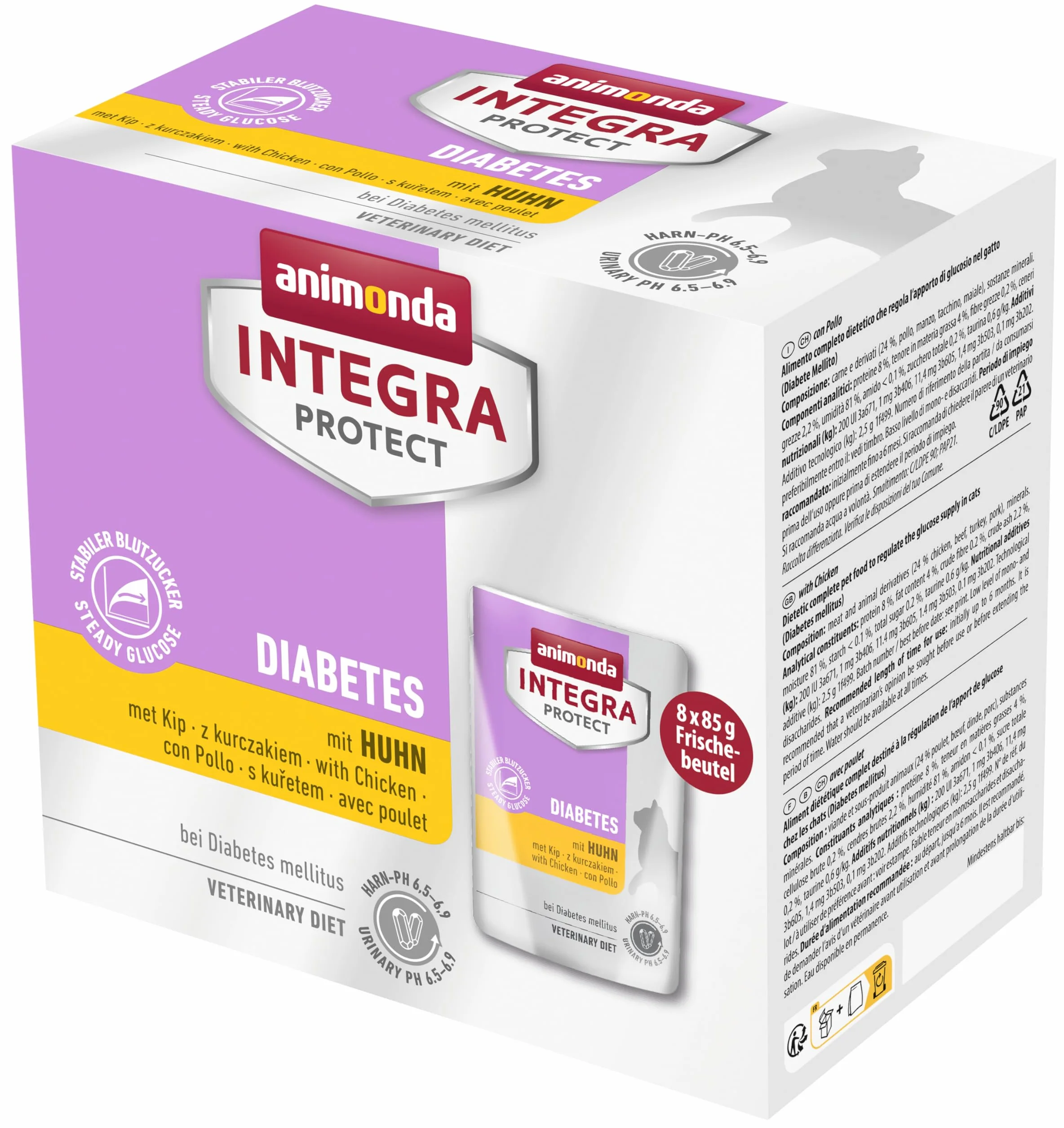 INTEGRA PROTECT karma mokra dla kotów z cukrzycą z kurczakiem 8 x 85 g
