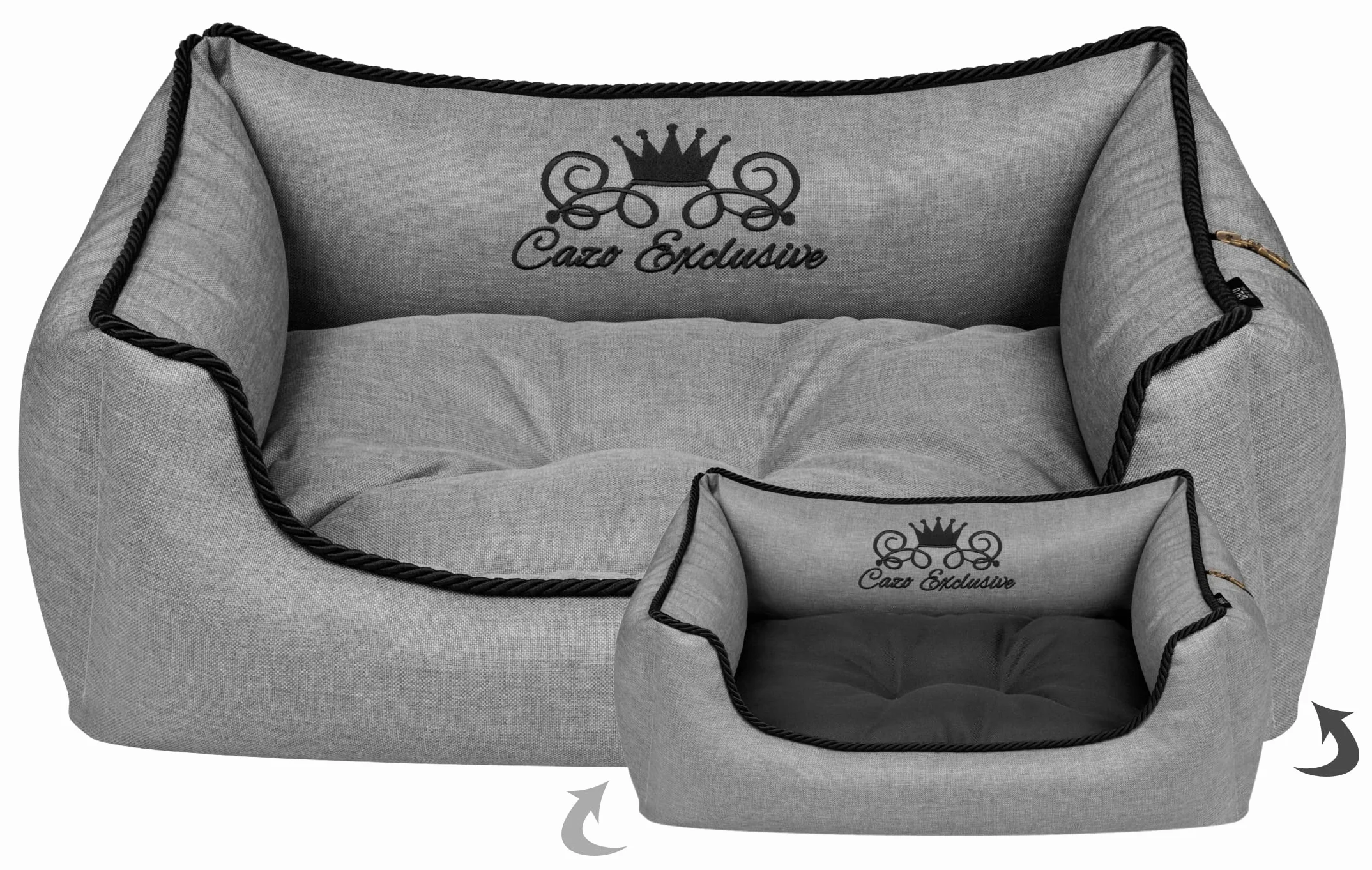 Puchowe legowisko CAZO Royal Line dla psa 65x50x23 cm szary