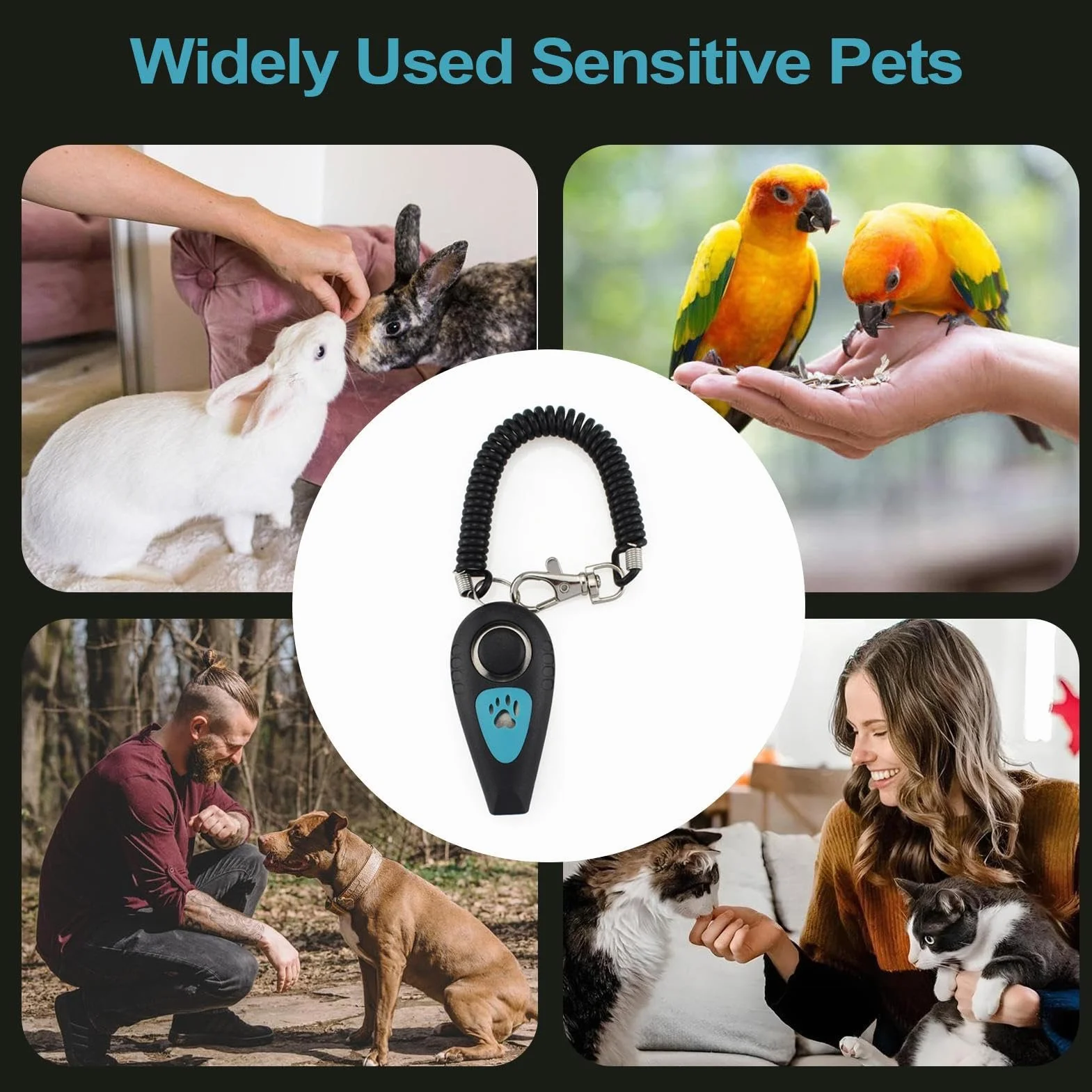 Clicker 2 w 1 dla zwierz?t – Cichy akcesorium behawioralne z paskiem nadgarstek i gwizdkiem