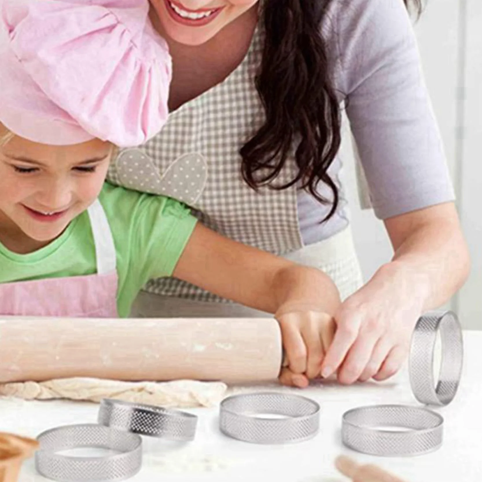 60 Sztuk OkrąGłE PierśCienie Tarta z Otworami Ciasto Owocowe Quiches Ciasto Kuchnia Forma do Pieczenia Perforowane Ciasto PierśCień 8Cm