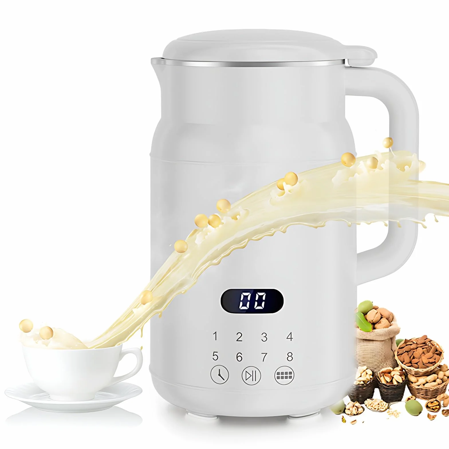 Mała automatyczna wyciskarka do mleka sojowego, 800 ml domowego urządzenia do produkcji mleka orzechowego z 10 ostrzami, 24-godzinny serwis, wielofunkcyjna, cicha wyciskarka do mle