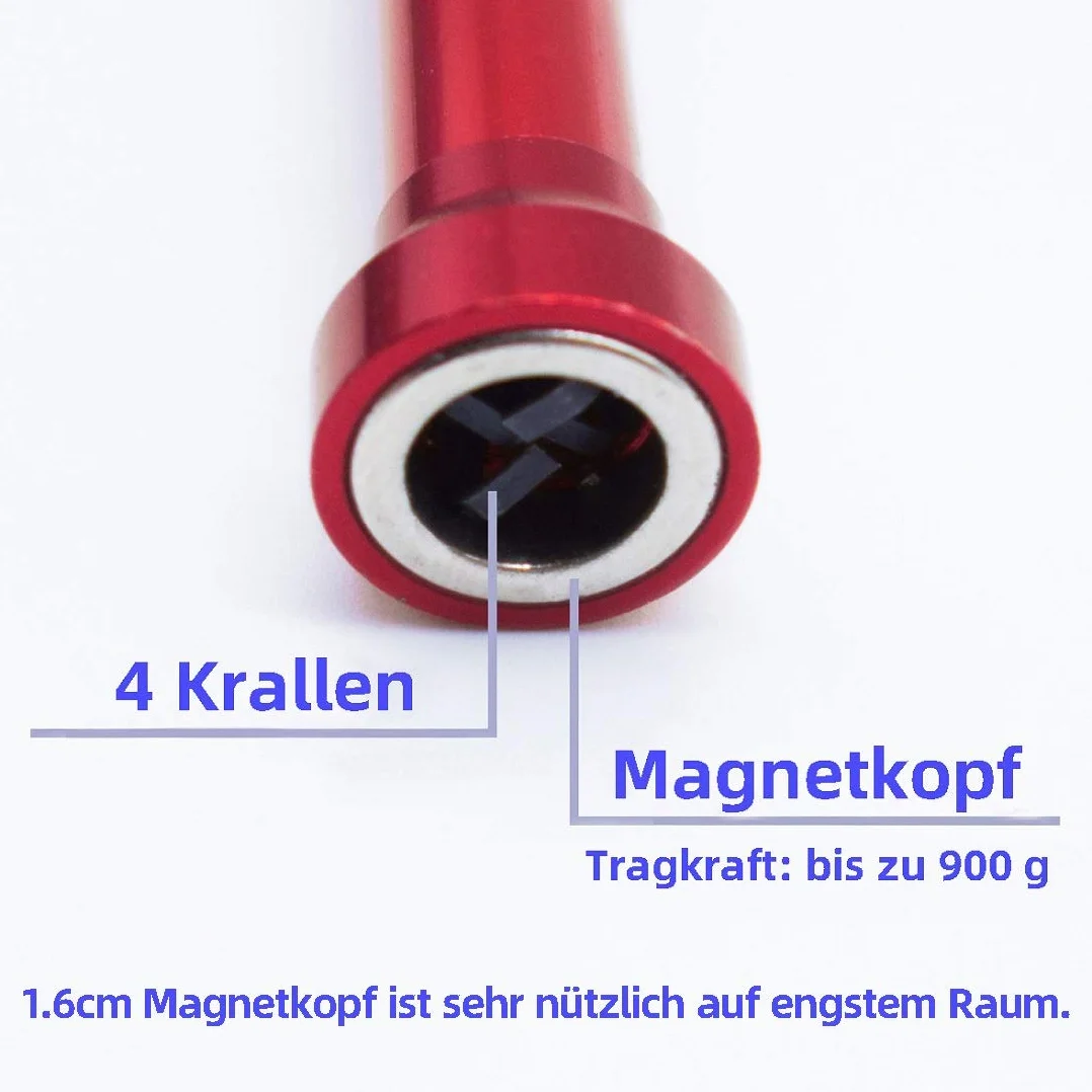 VASTOOLS Elastyczny chwytak do pazurów z prętem magnetycznym/71 cm, giętki podnośnik magnetyczny, chwytak 4-palcowy