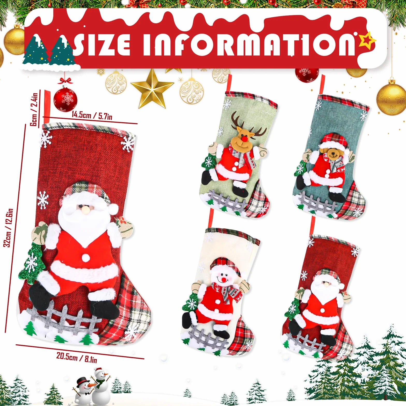 Zestaw skarpet Mikołaja, 2025 Nowe skarpety bożonarodzeniowe, buty Mikołaja do napełniania, skarpety bożonarodzeniowe do zawieszenia, Christmas Stocking Set, skarpety Mikołaja, dekoracja