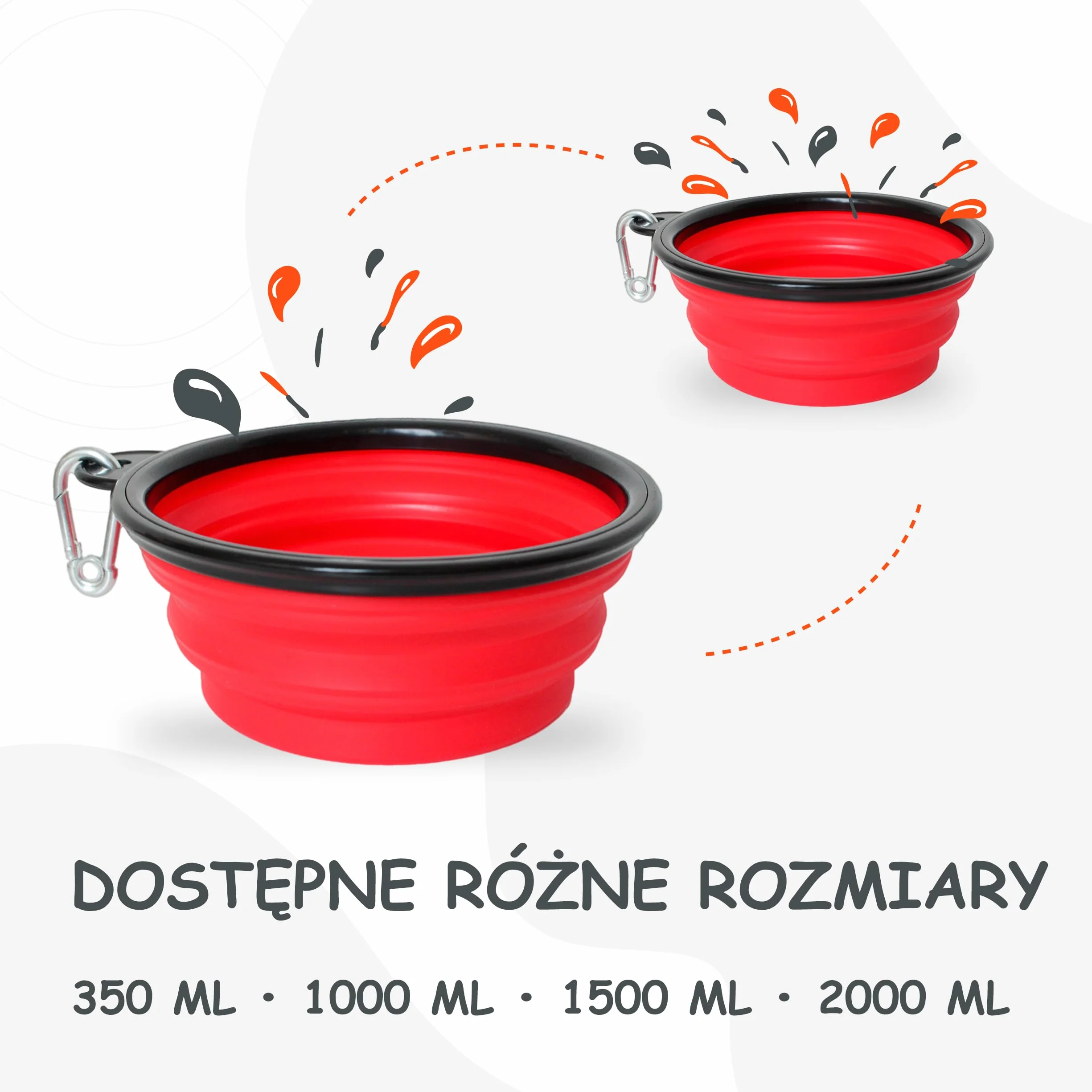 Składana miska dla psa w podróży [oryginalna] miska na karmę dla psa idealna na co dzień – miska na wodę 1000 ml – miska do picia dla psa – miska podróżna, miska (1000 ml, czerwona)