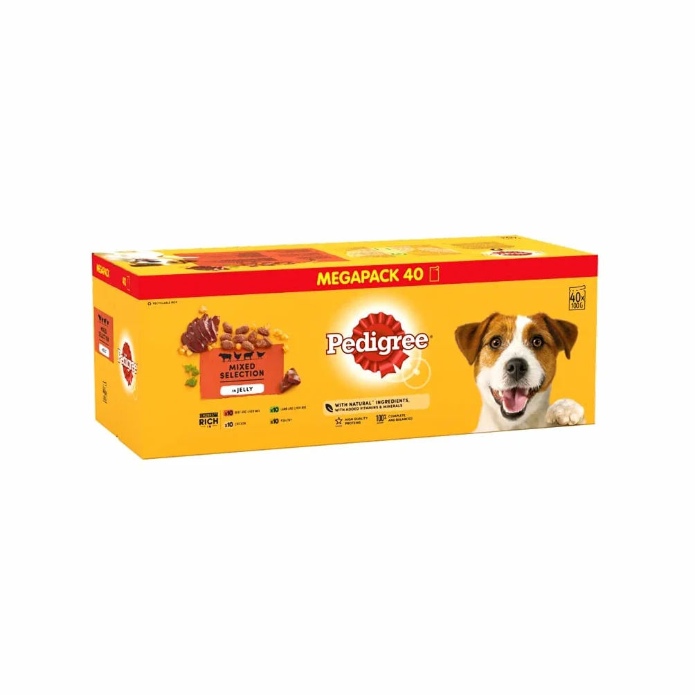 PEDIGREE Mokra Karma dla Psa Mix Smaków w Galaretce Saszetki 40 x 100 g
