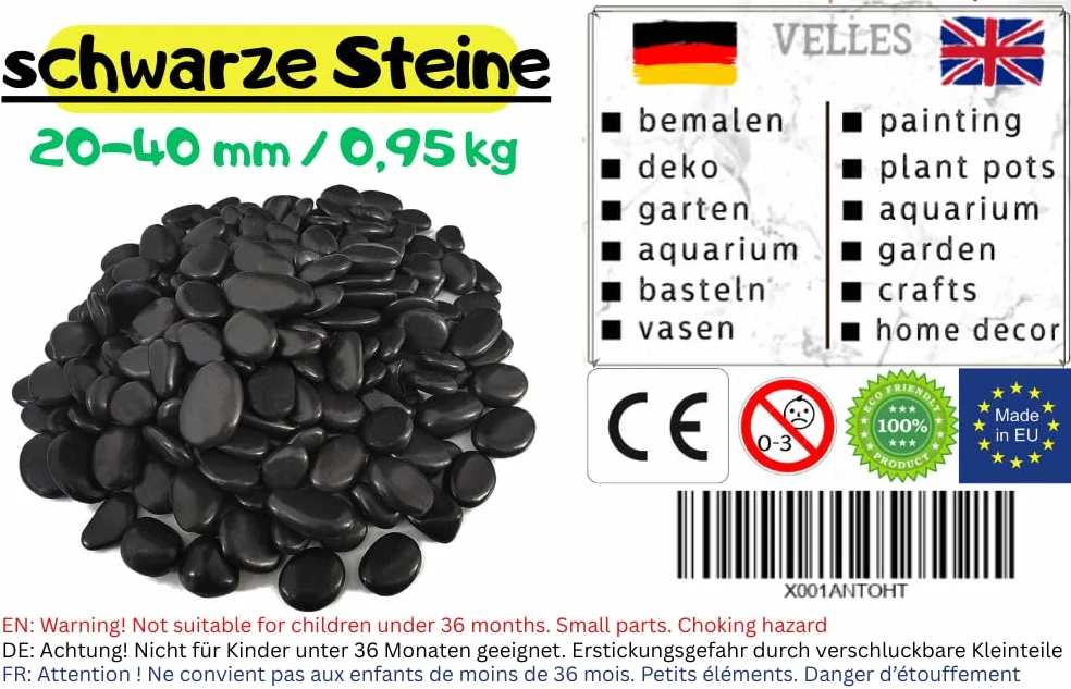 Kamienie dekoracyjne akwarium czarne żwir 20-40 mm 950 g