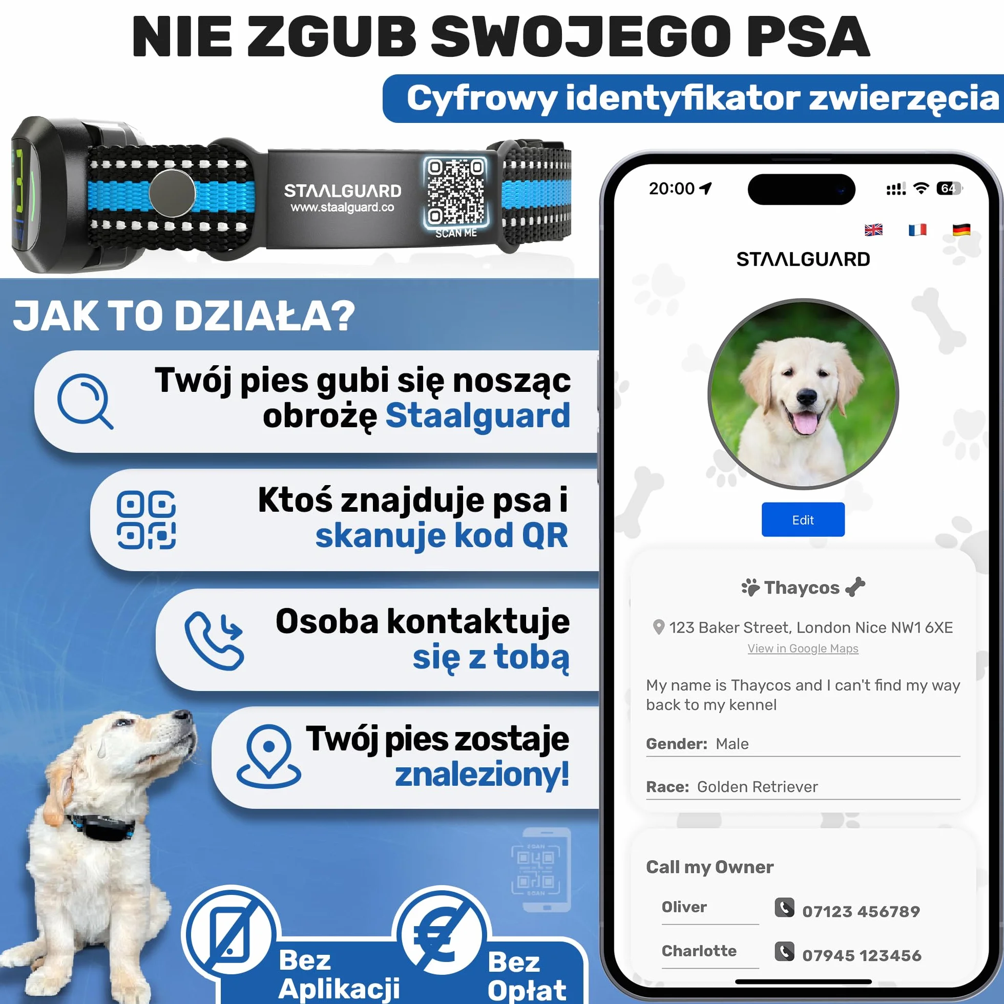 Obroża Antyszczekowa Wodoodporna Ładowalna z Sygnałem Dźwiękowym i Wibracją dla Psów