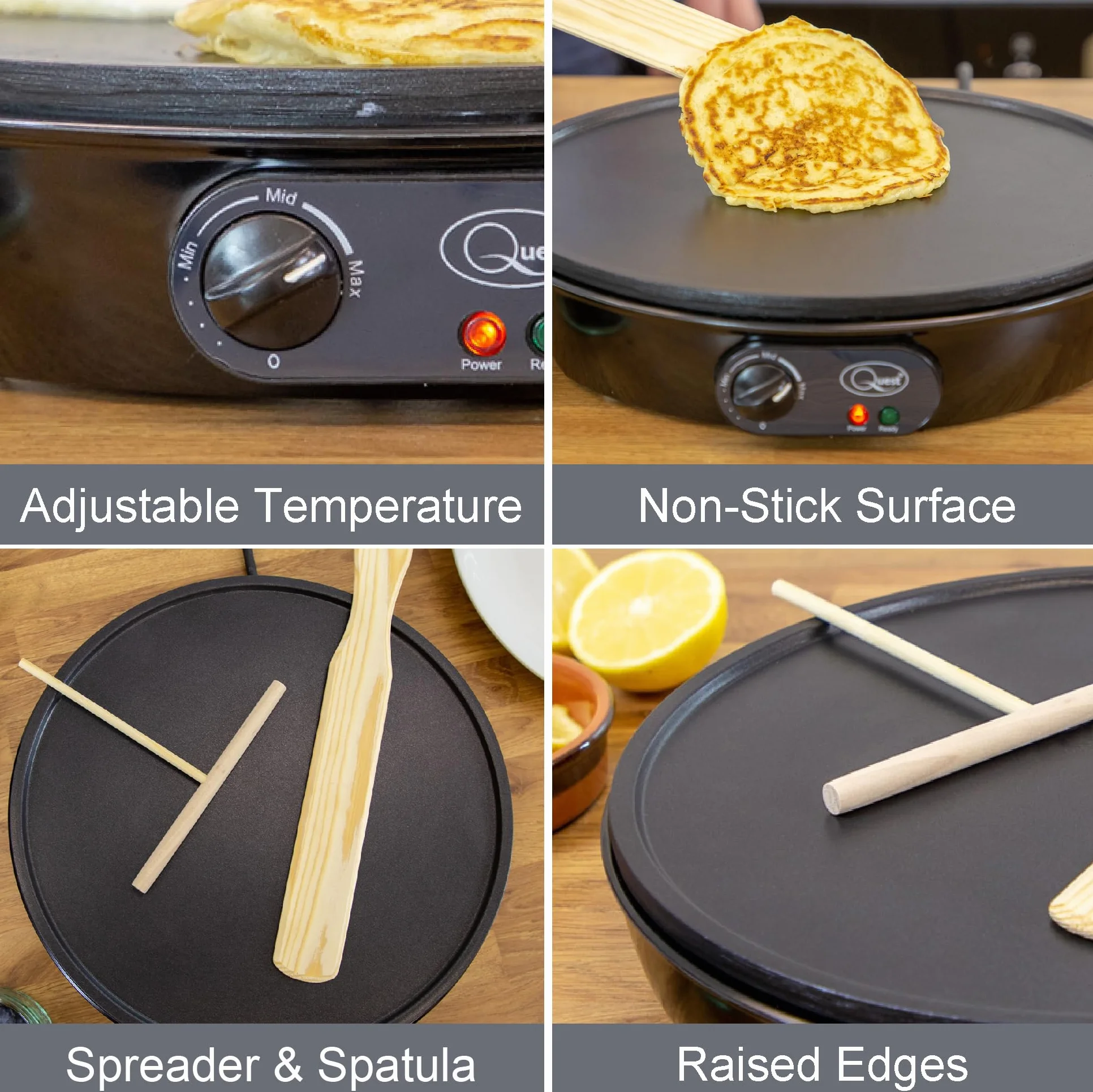 Quest 35540 Benross Electric Pancake Crepe Maker with Spreader, 1000 W by Quest