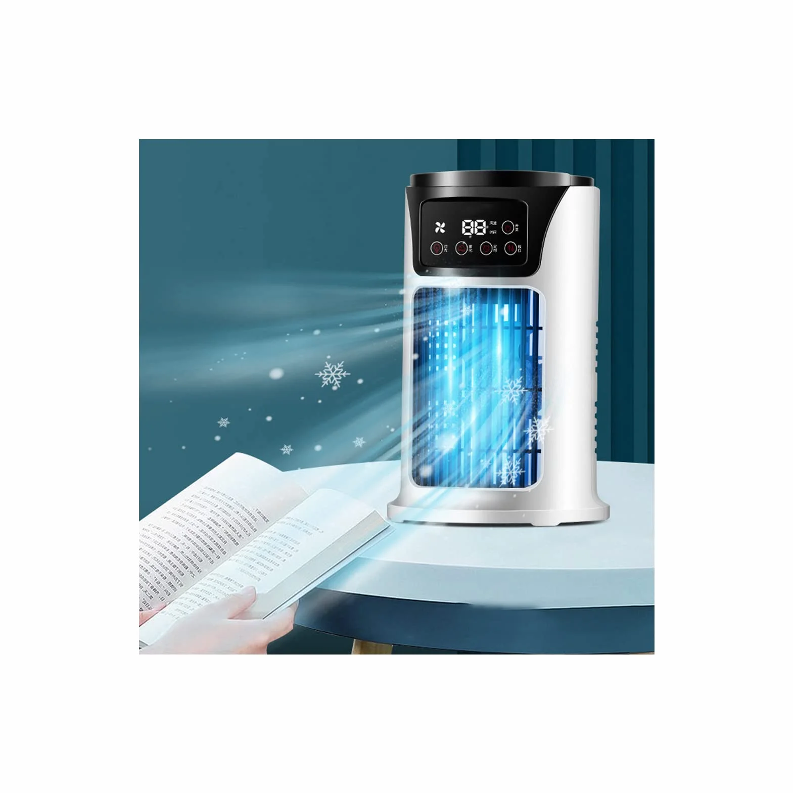 Acouto Wentylator Klimatyzacji w Sprayu Wentylator Klimatyzacji w Sprayu, Plastikowa Chłodnica Powietrza na Biurko USB z 6 Prędkościami Wiatru, 6-godzinny Czas dla Domu, Kempingu i Pieszych Wędrówek