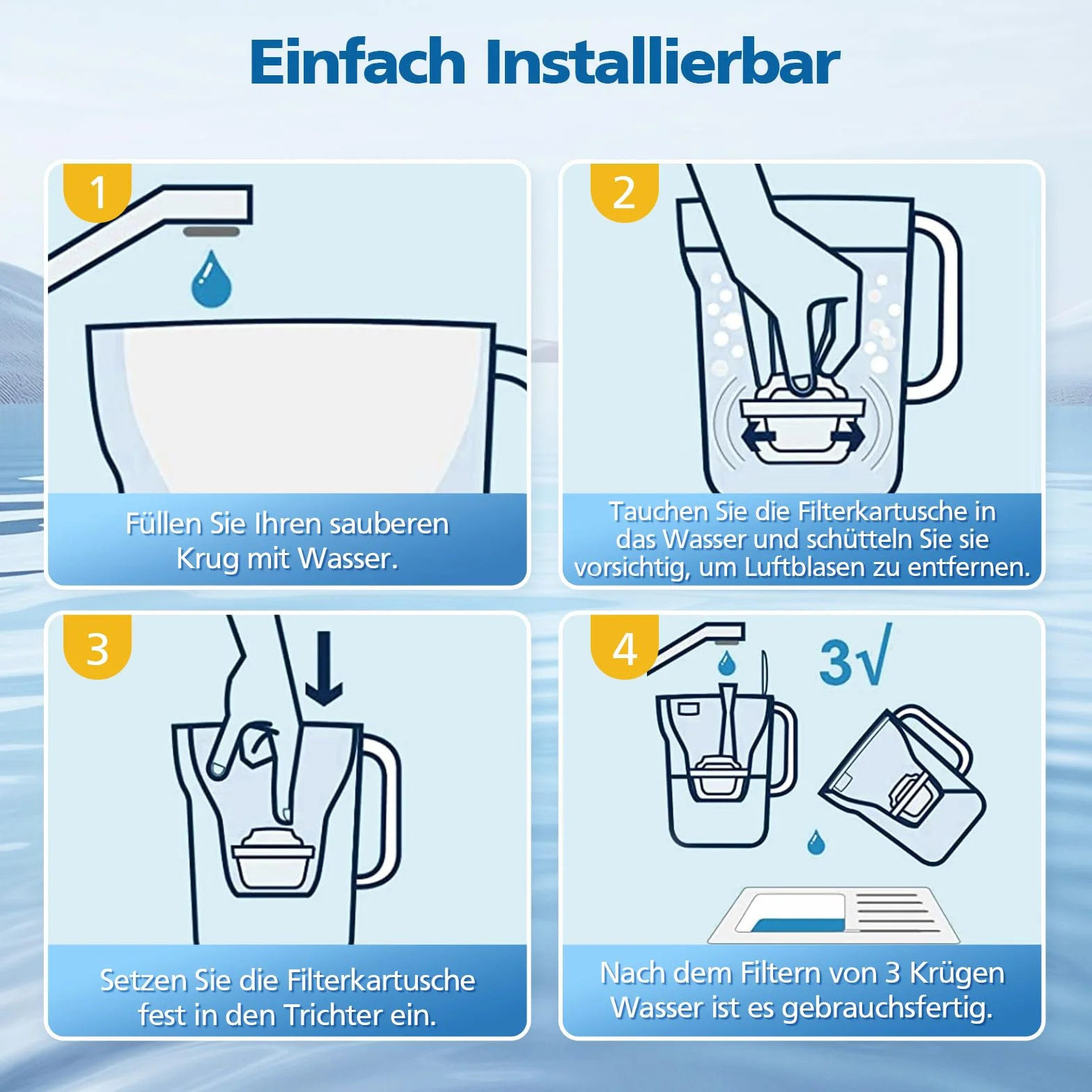 Zestaw 8 filtrów do wody do wkładów filtrujących Brita