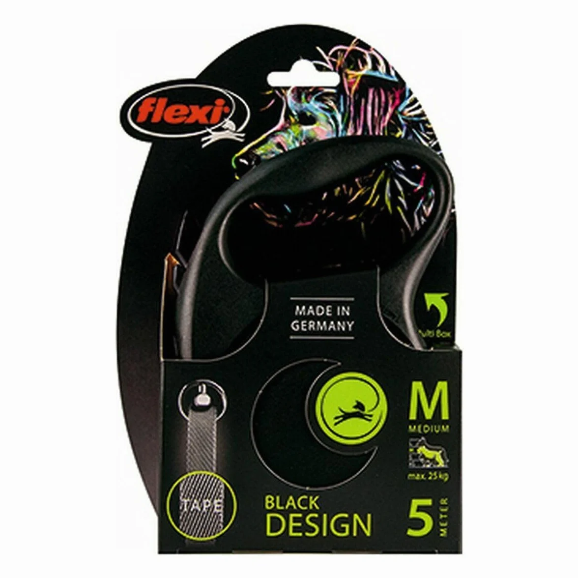 flexi smycz automatyczna Black Desing taśma M 5m czarna