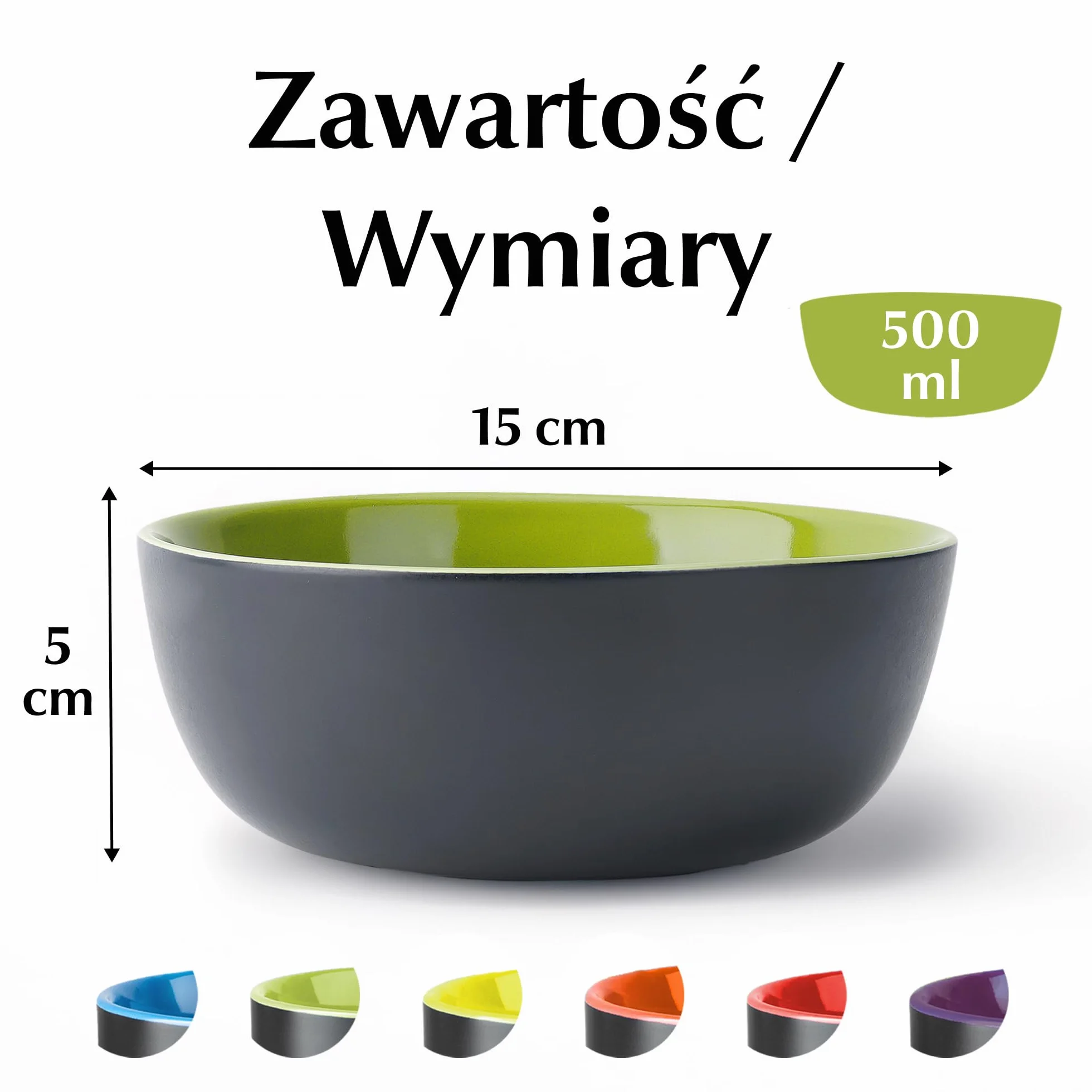 MIAMIO - zestaw misek kamionkowych 6 x 500 ml, czarne zewnątrz, kolorowe wewnątrz - Kolekcja Le Papillon (Mieszane)