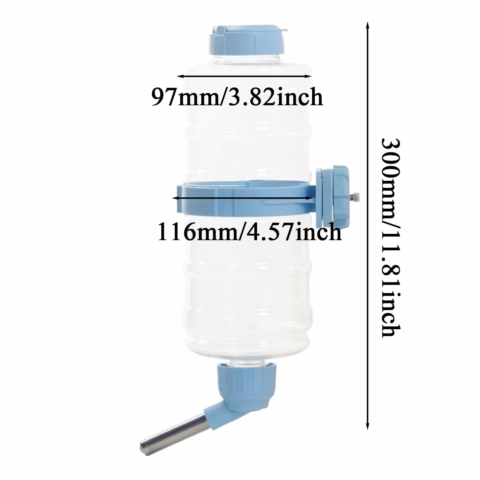 Hamster Water Bottle No-Drip Pet Dispenser 11.81x4.57x4.57 Inches Automatic Feeder Leak-Proof Cage Mount Transparent