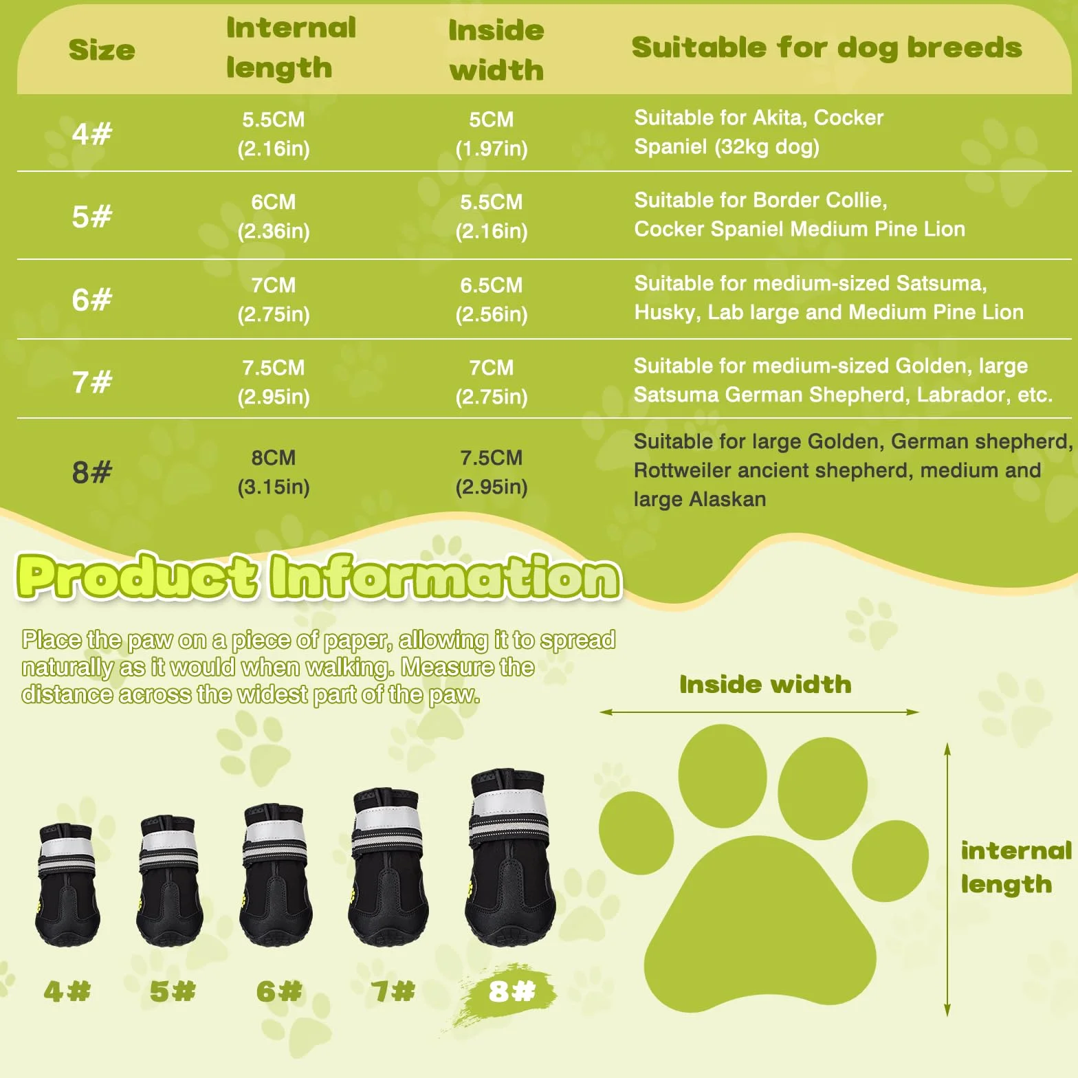Wodoszczelne buty dla psów z antypoślizgową podeszwą i odblaskowymi paskami, dla średnich i dużych psów (8#)