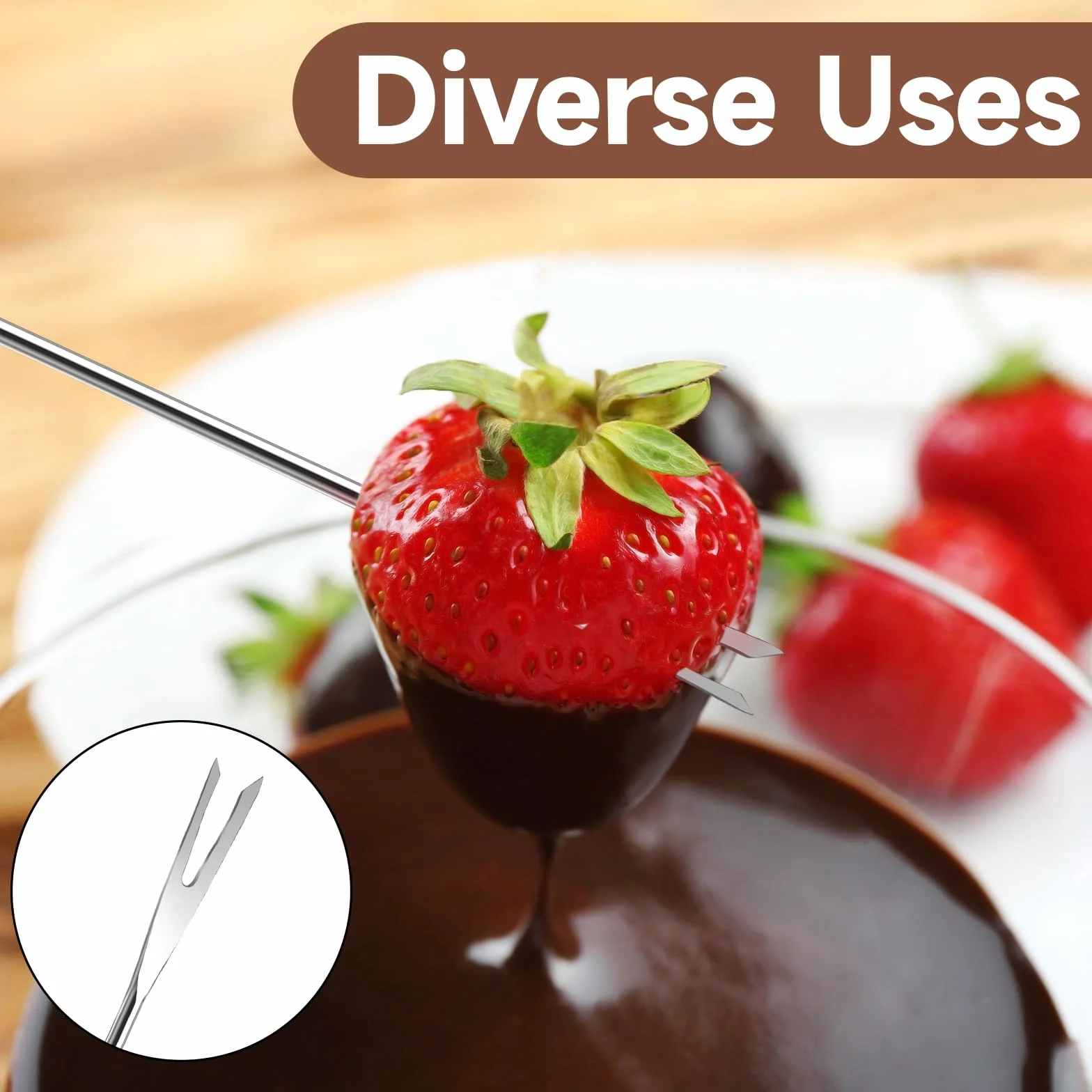 6 sztuk widelczyków do fondue ze stali nierdzewnej, 24 cm, widelce do sera z odpornym na wysokie temperatury uchwytem, widelczyki do grilla, sztućce do fondue, widelce, narzędzia kuchenne do smażenia