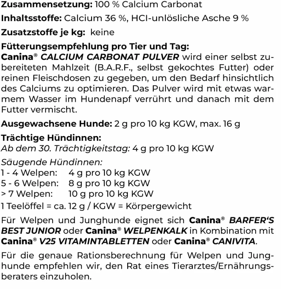 Canina Proszek węglanowy wapnia 1 kg