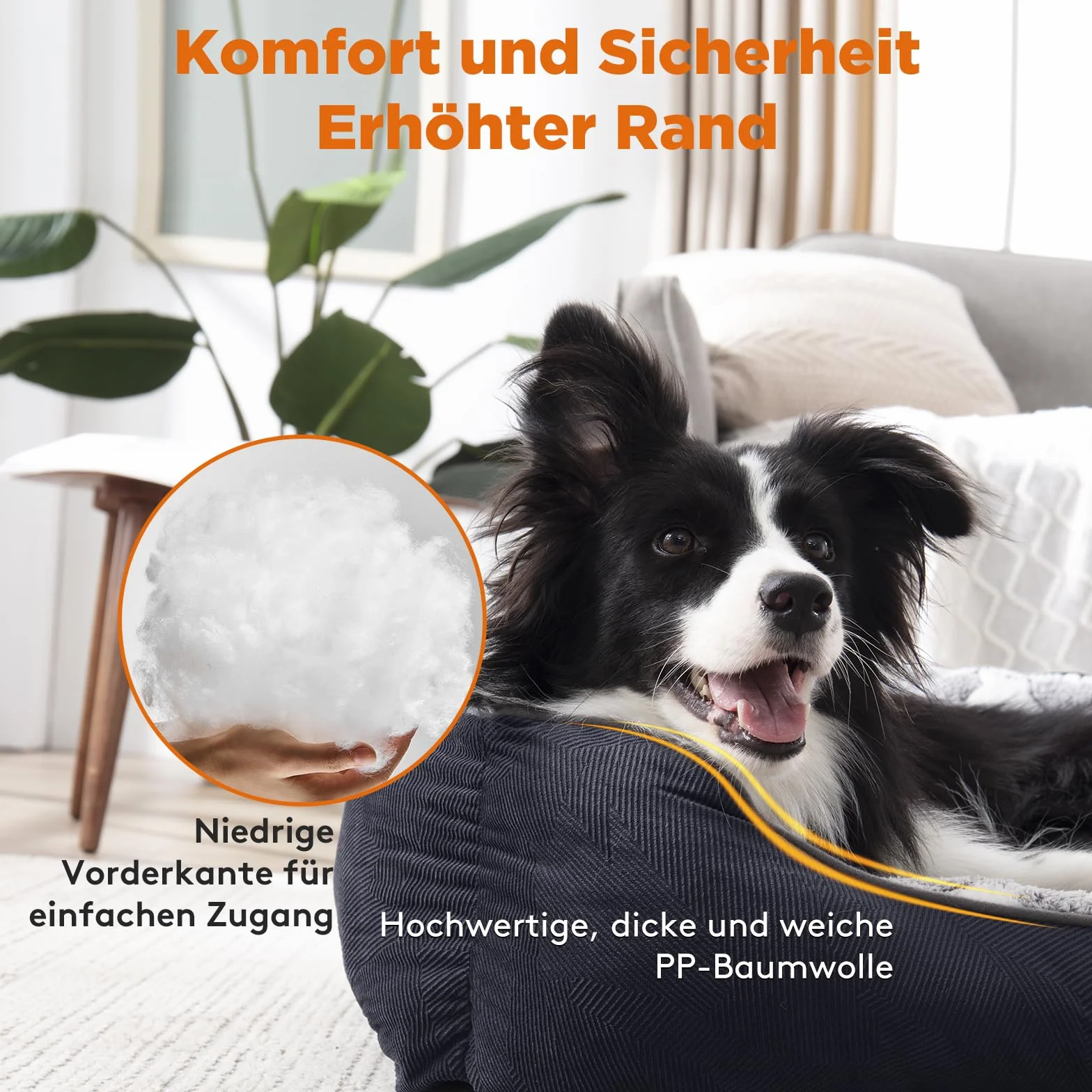 FURTIME Legowisko dla Psa, Kosz Nadający Się do Prania, Antypoślizgowe, Puszysty Materac z Podwyższonymi Krawędziami, Miękka Sofa dla Kota XL (89 x 63 x 23)