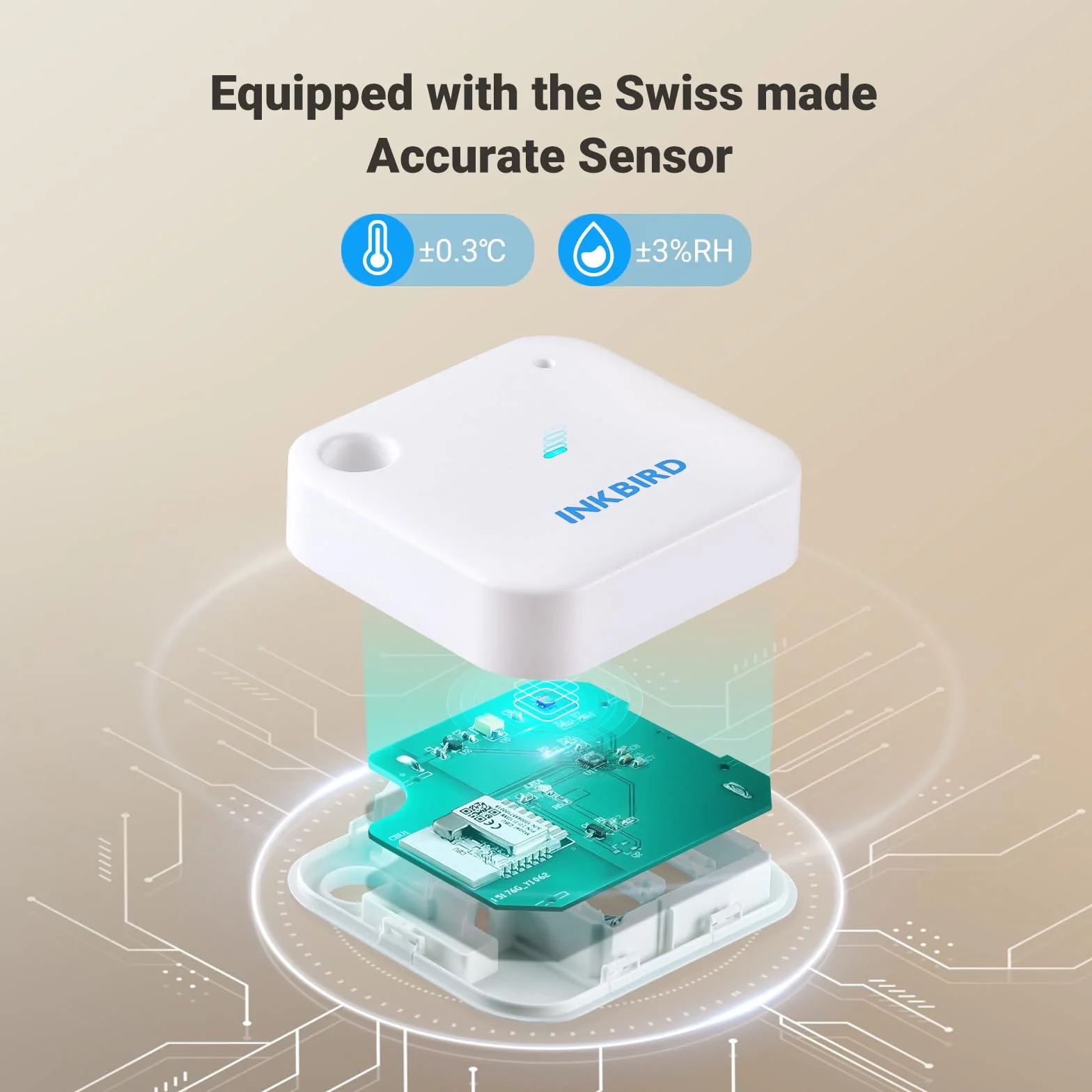 INKBIRD IBS-TH3 wewnętrzny termometr Wi-Fi, higrometr ze sterowaniem za pomocą aplikacji, niezawodny pomiar od 20°C do 60°C, do domu, biura, szklarni, gadów, piwnicy na wino