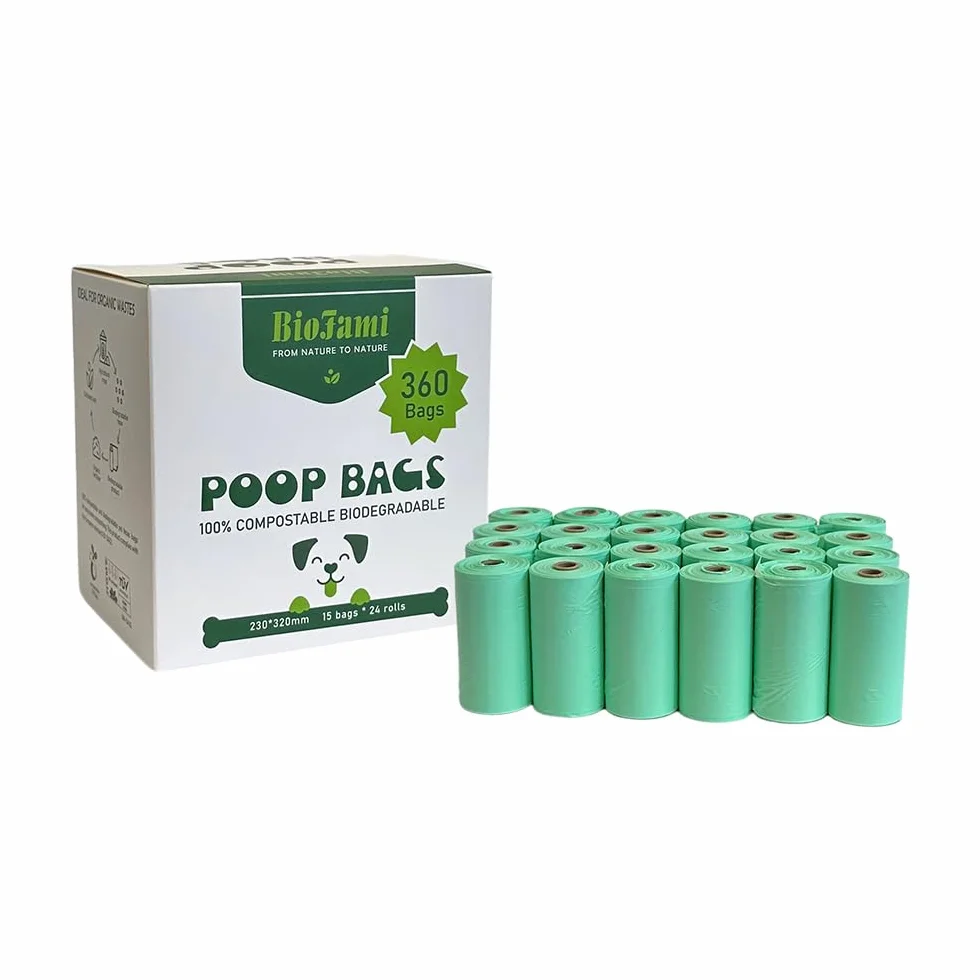 100% biodegradowalne worki na psie odchody, 300 worków, kompostowalne materiały na bazie skrobi kukurydzianej, bezzapachowe, certyfikat US BPI i EN13432 OK Compost