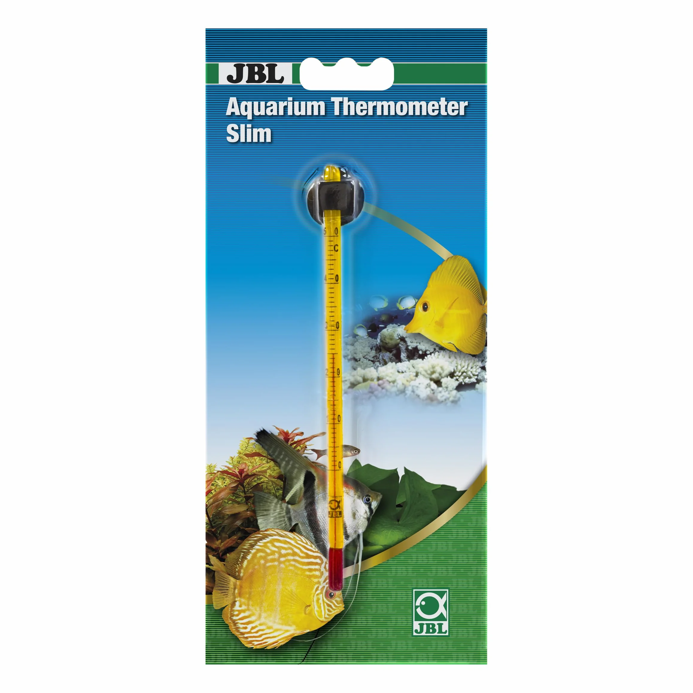 JBL Aquarium Thermometer Premium 6140700, precyzyjny termometr, cienki szklany uchwyt, uchwyt ssący w zestawie