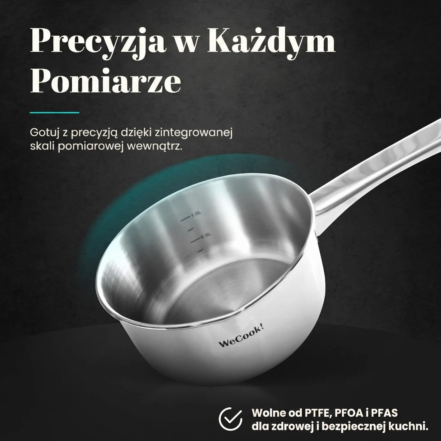 Wecook! Rondel 12 cm, mały, mały garnek indukcyjny 0,7 l, stal nierdzewna, możliwość układania w stos, na małe porcje, do gospodarstwa domowego
