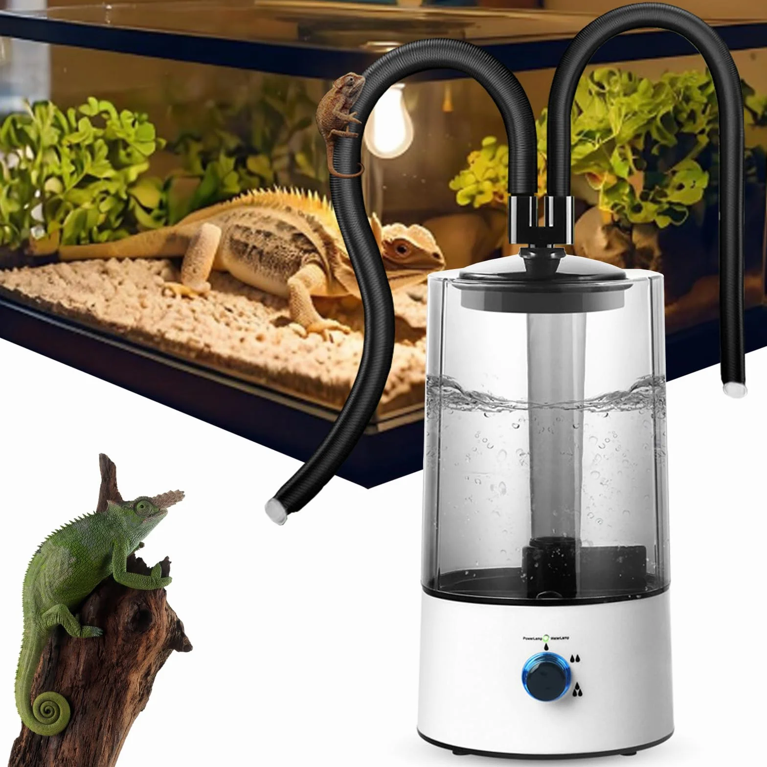4 l nawilżacz powietrza do terrarium, nebulizator terrarium z wysuwaną podwójną warstwą, trzystopniowa regulacja wielkości rozpylania, terrarium, nawilżacz powietrza do różnych gadów