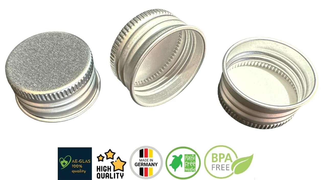 10, 15, 25, 50 lub 100 zapasowych zakrętek PP28 z walcowaną krawędzią, aluminiowe nakrętki do butelek, plastikowe szkło, opakowanie 10 sztuk