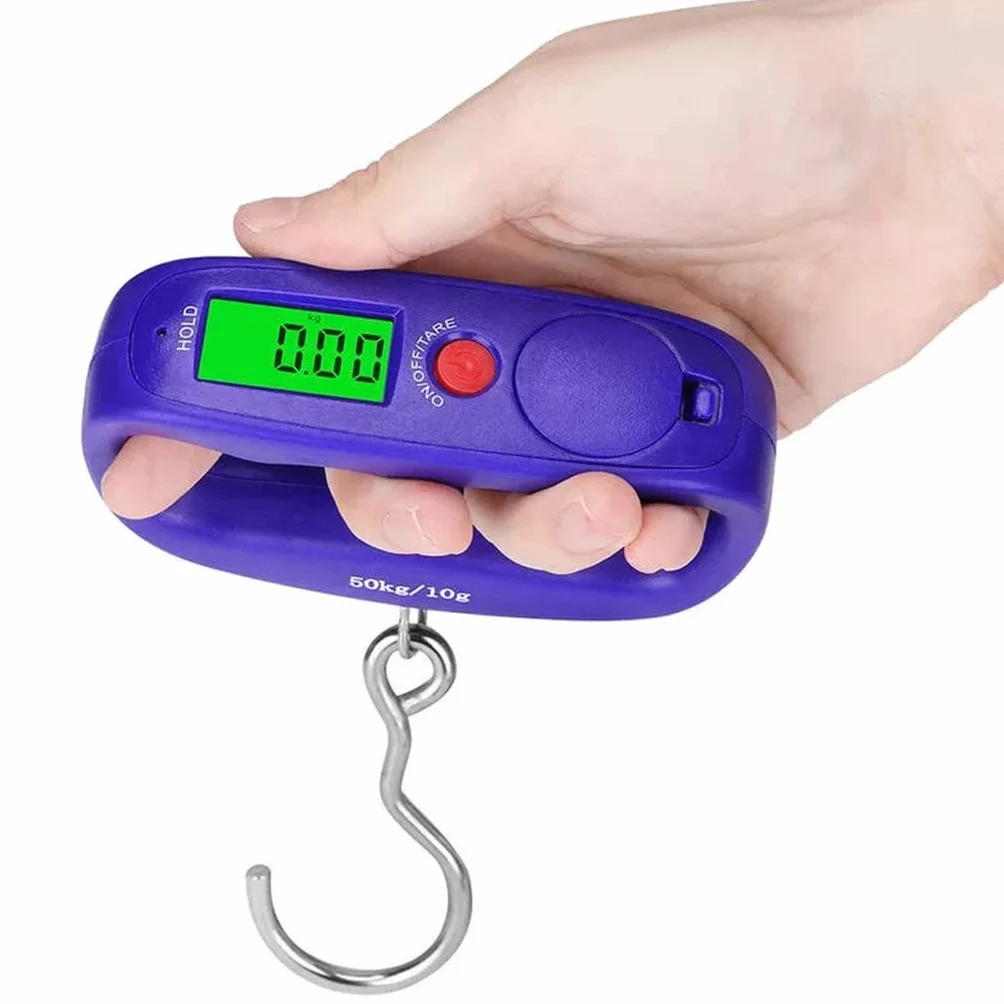 JFDBGU Portable Mini Digital Hand Held 50Kg Fish Hook Hanging Scale Electronic Weighting LED Display