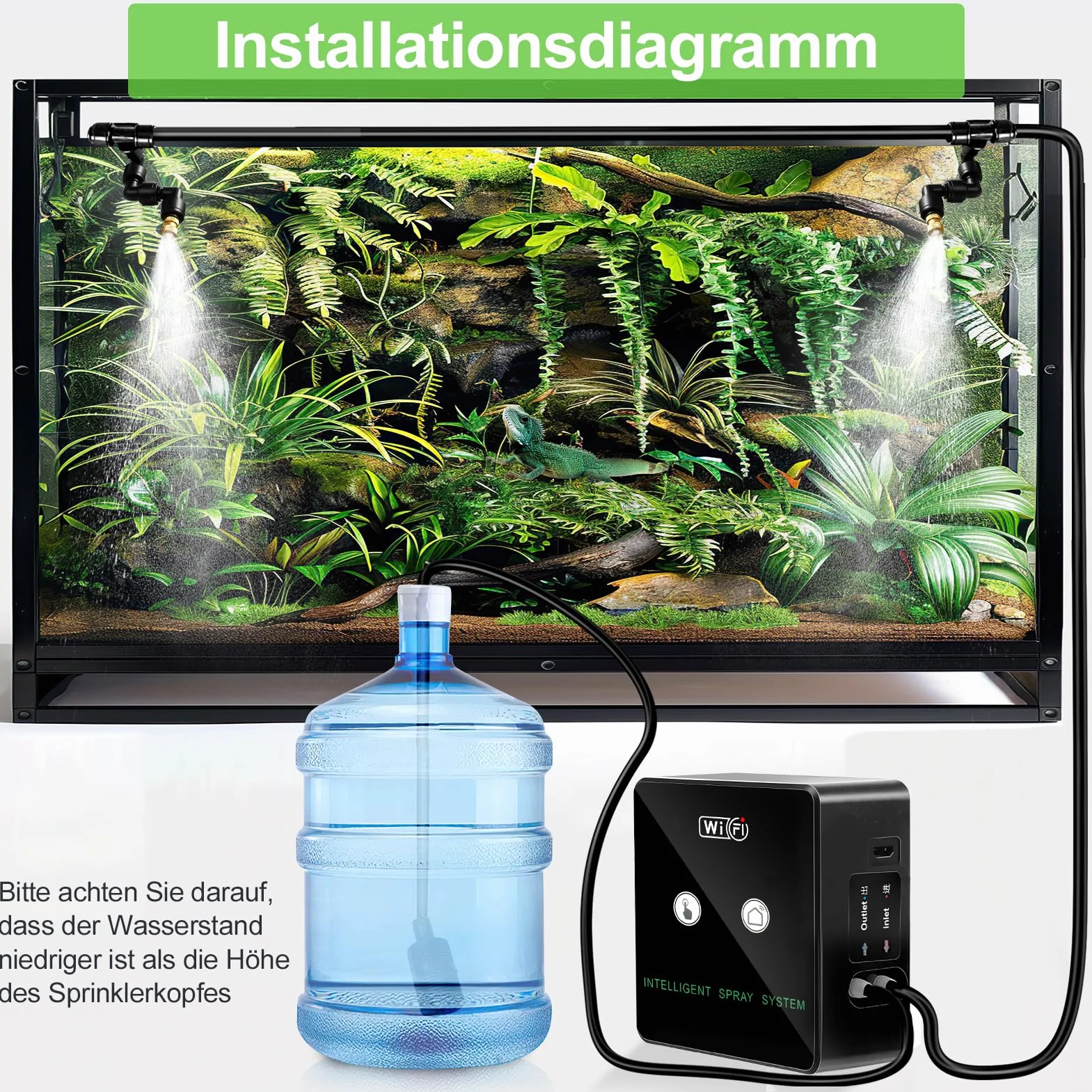 Nawilżacz powietrza terrarium inteligentny system mgiełki gadów 360° timer pilot zdalnego sterowania automatyczny przezroczysty