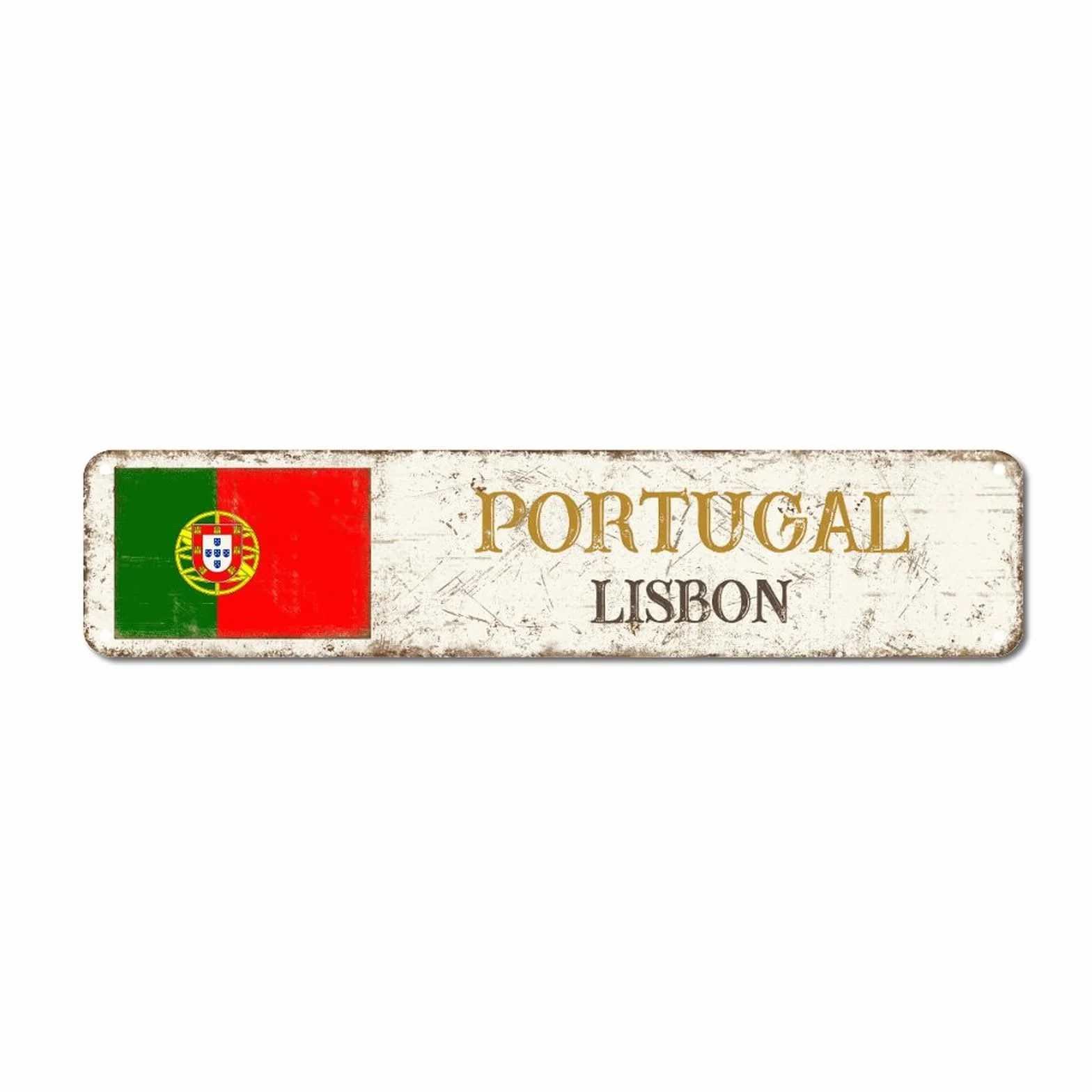 Portugalia retro metalowa tabliczka blaszana znak miasto Lizbona metalowe znaki wiszące nowość znaki dom wiejski dekoracja kraj pamiątka znak flaga narodowa jakość metalowy znak na ganek na zewnątrz 7,6 cm x 45,7 cm