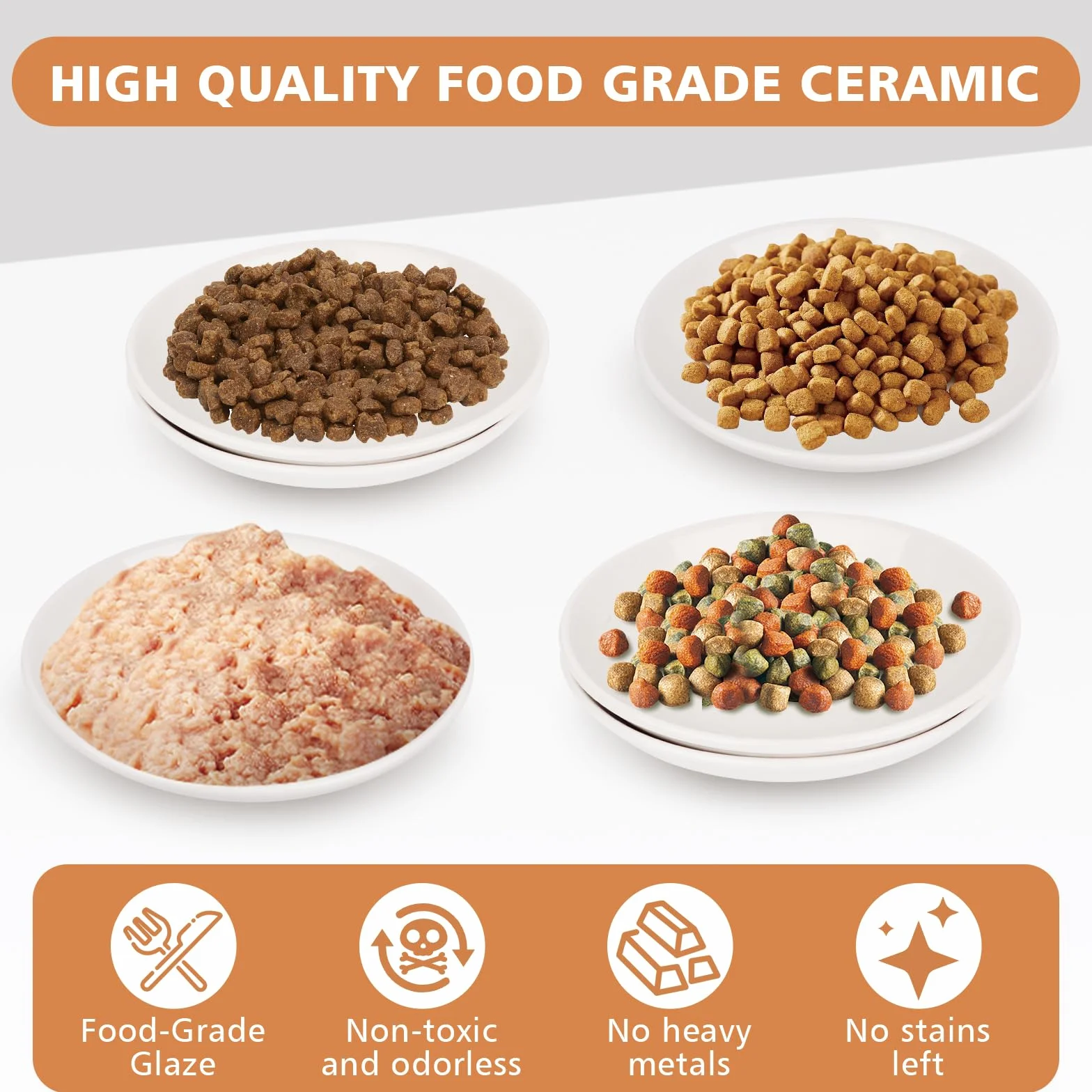 TRUEIN Ceramiczna miska dla kota, 3-częściowa miska dla kota, płaskie miski dla kota, karma dla kota, łagodzi zmęczenie Whiskers, talerz dla kota dla psa, do suchej lub mokrej karmy i wody