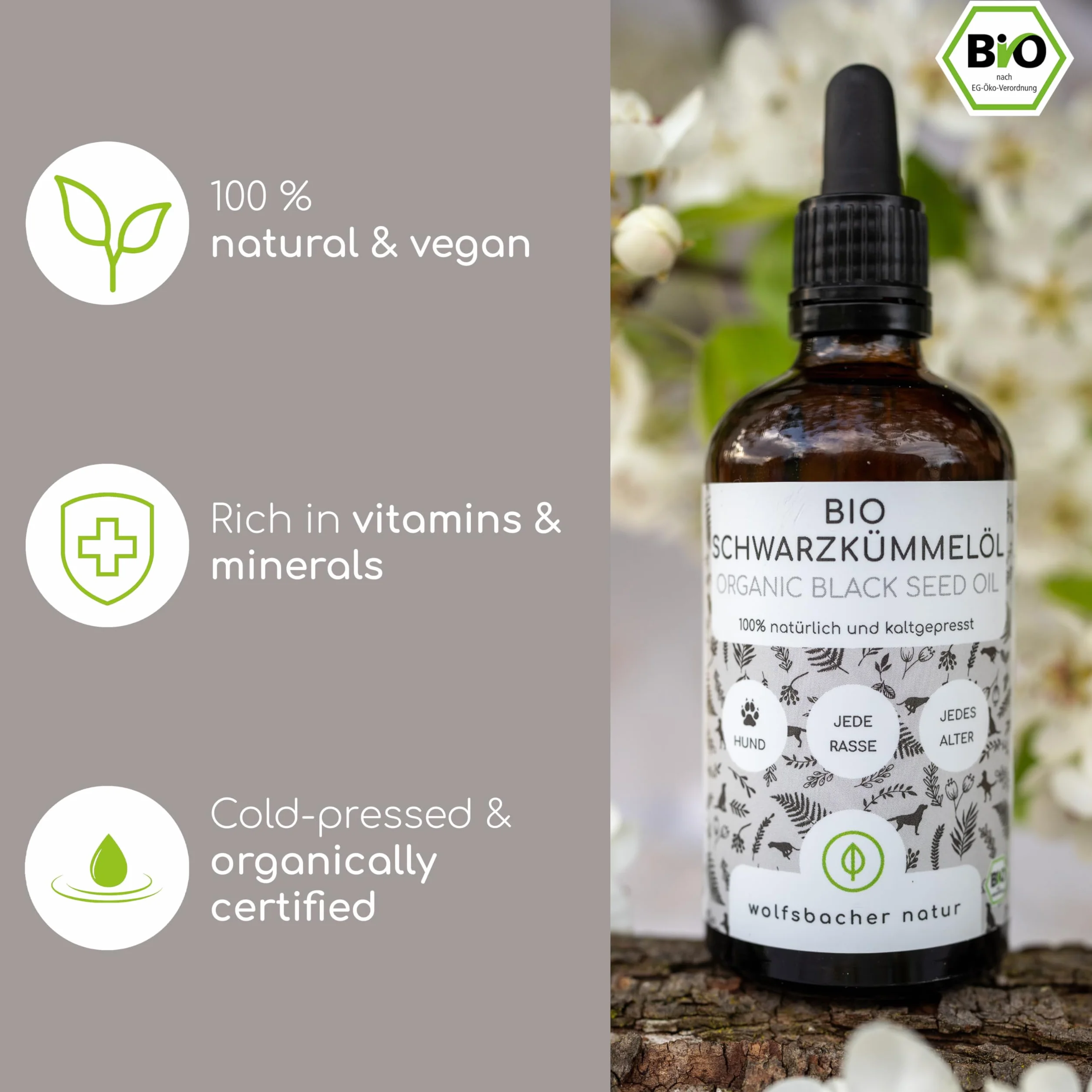 Schwarzkümmelöl für Hunde 50ml tłoczone na zimno ekologiczne Nigella Sativa