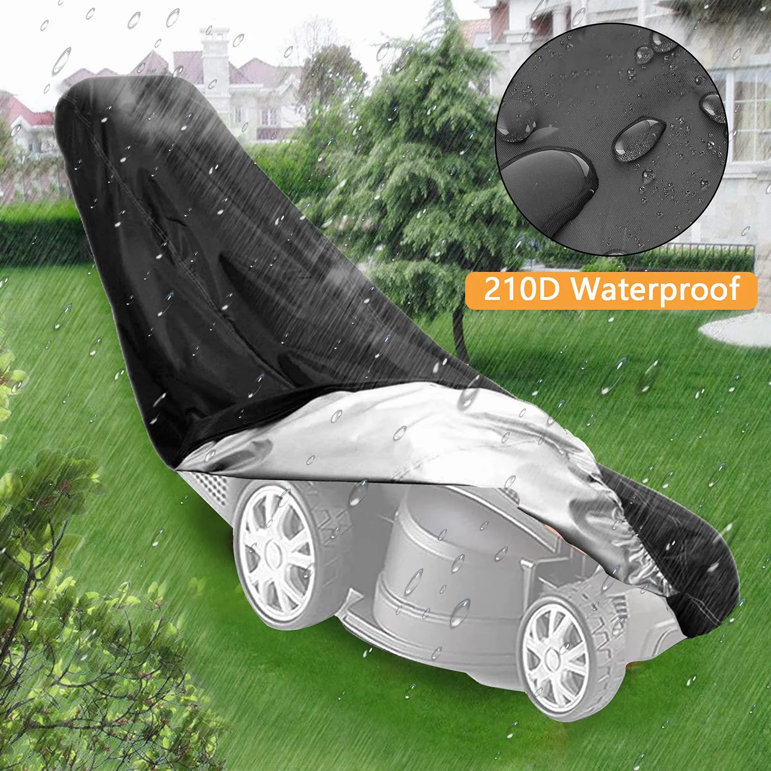 Pokrowiec ochronny na kosiarkę, materiał Oxford 210D, wodoszczelny, odporny na działanie promieni UV, warunków atmosferycznych, ze sznurkiem i torbą transportową, 193 x 112 x 64 cm