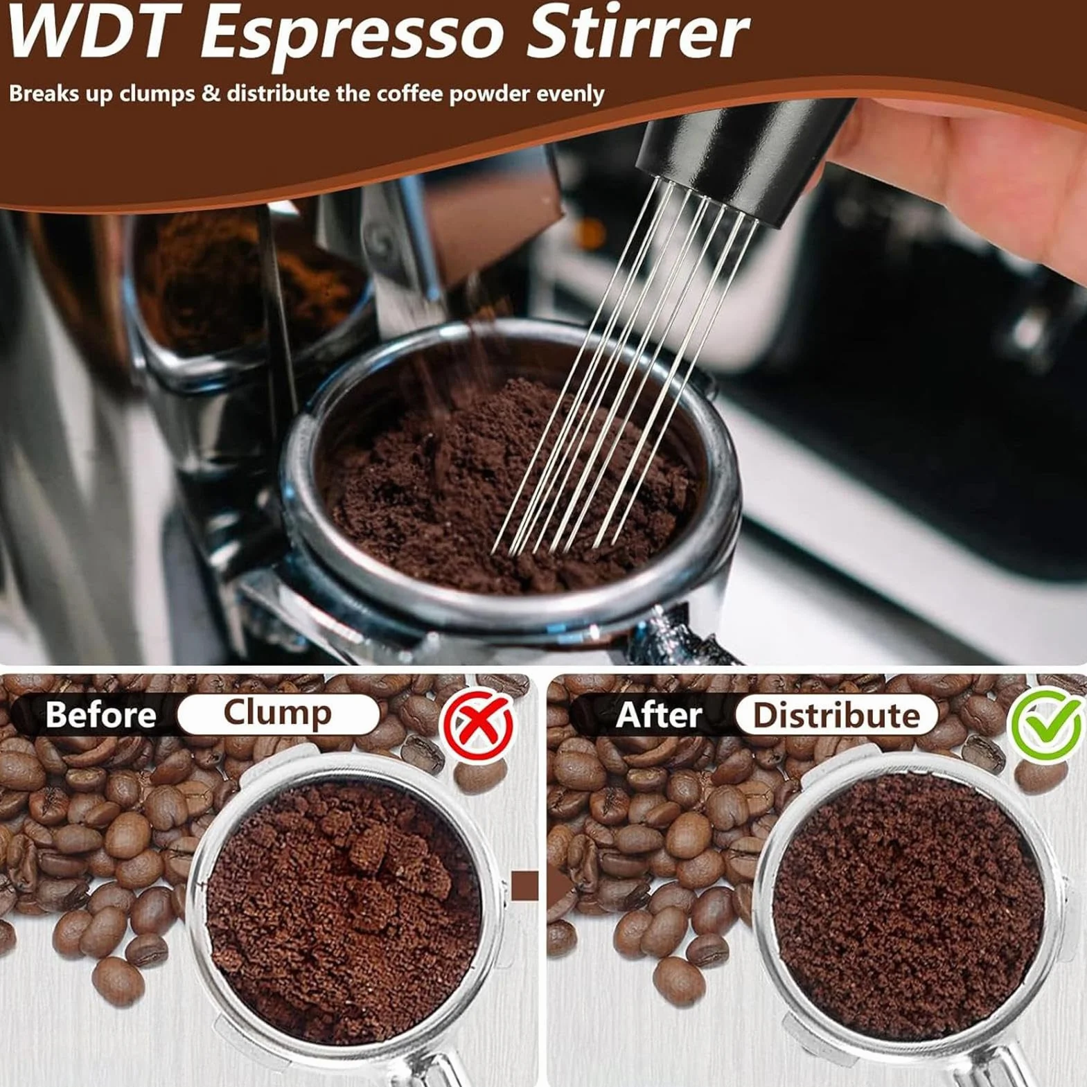 Zestaw tamperów do kawy 58mm narzędzia do ubijania i prasowania mielonej | Tamper do espresso do użytku komercyjnego Do domu, kuchni, kawiarni, baru, biura, blatu, użytku komercyjnego