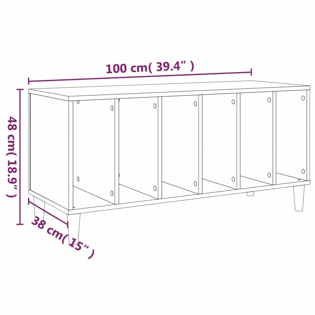 Szafka panelowa, biała, 100 x 38 x 48 cm, materiał drewnopochodny, trwały winylowy mebel do przechowywania, stabilny organizer na płyty gramofonowe LP, uniwersalna szafka pomocnicza