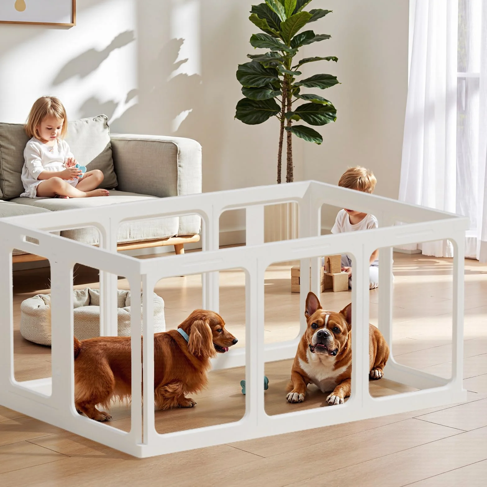 Gardner Pet Przezroczysty akrylowy kojec dla psa, 61 cm wys. 10 płaszczyzn, przezroczysty płot dla psa, do wewnątrz, solidny kojec dla szczeniaka, małego psa, królika, kota, świni, łatwy montaż i