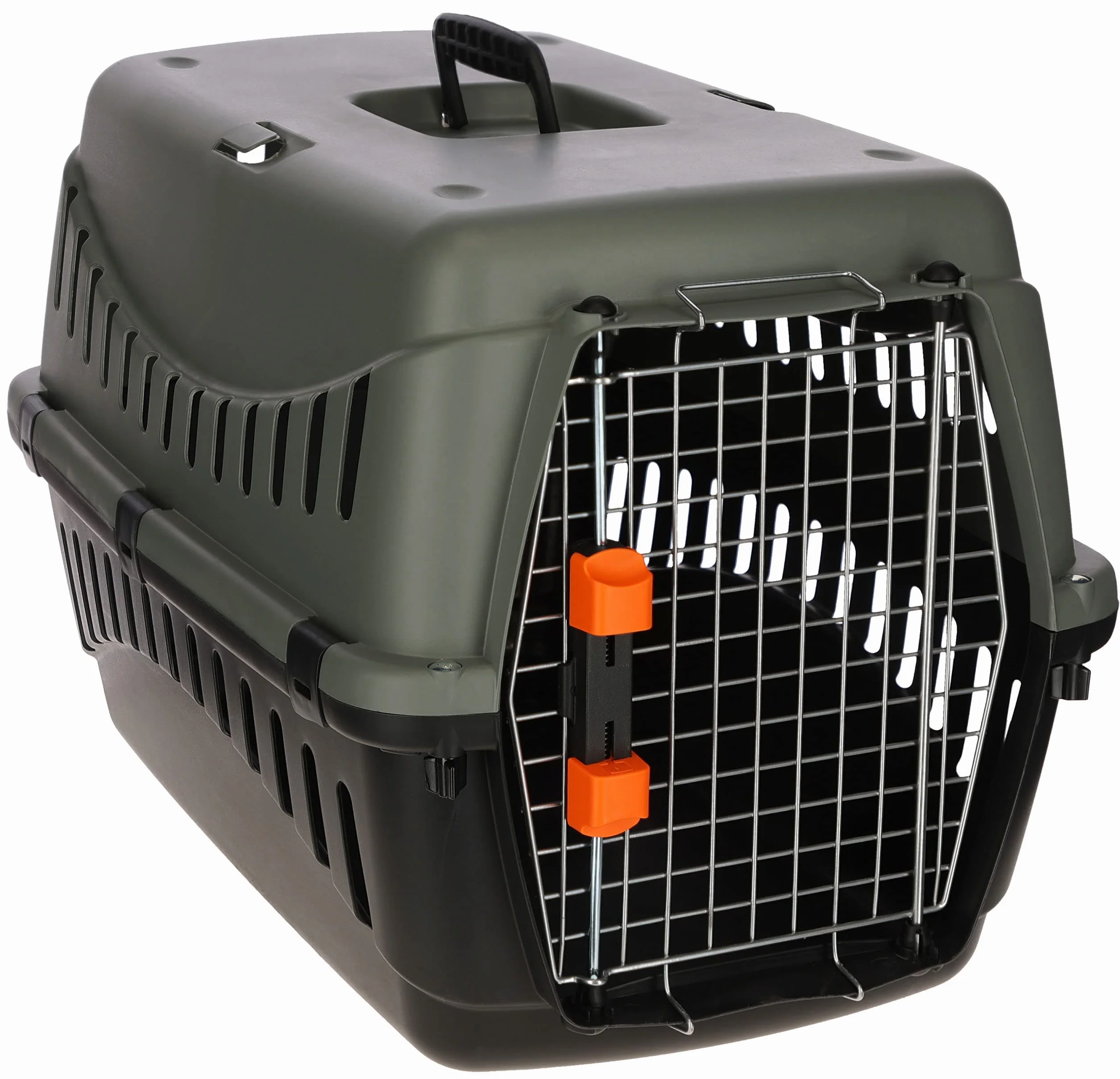 Kerbl Eco 80561 skrzynka transportowa (dł. x szer. x wys. 60 x 40 x 38,5 cm, z miską na wodę i uchwytem do noszenia, wysokiej jakości metalowe drzwi)