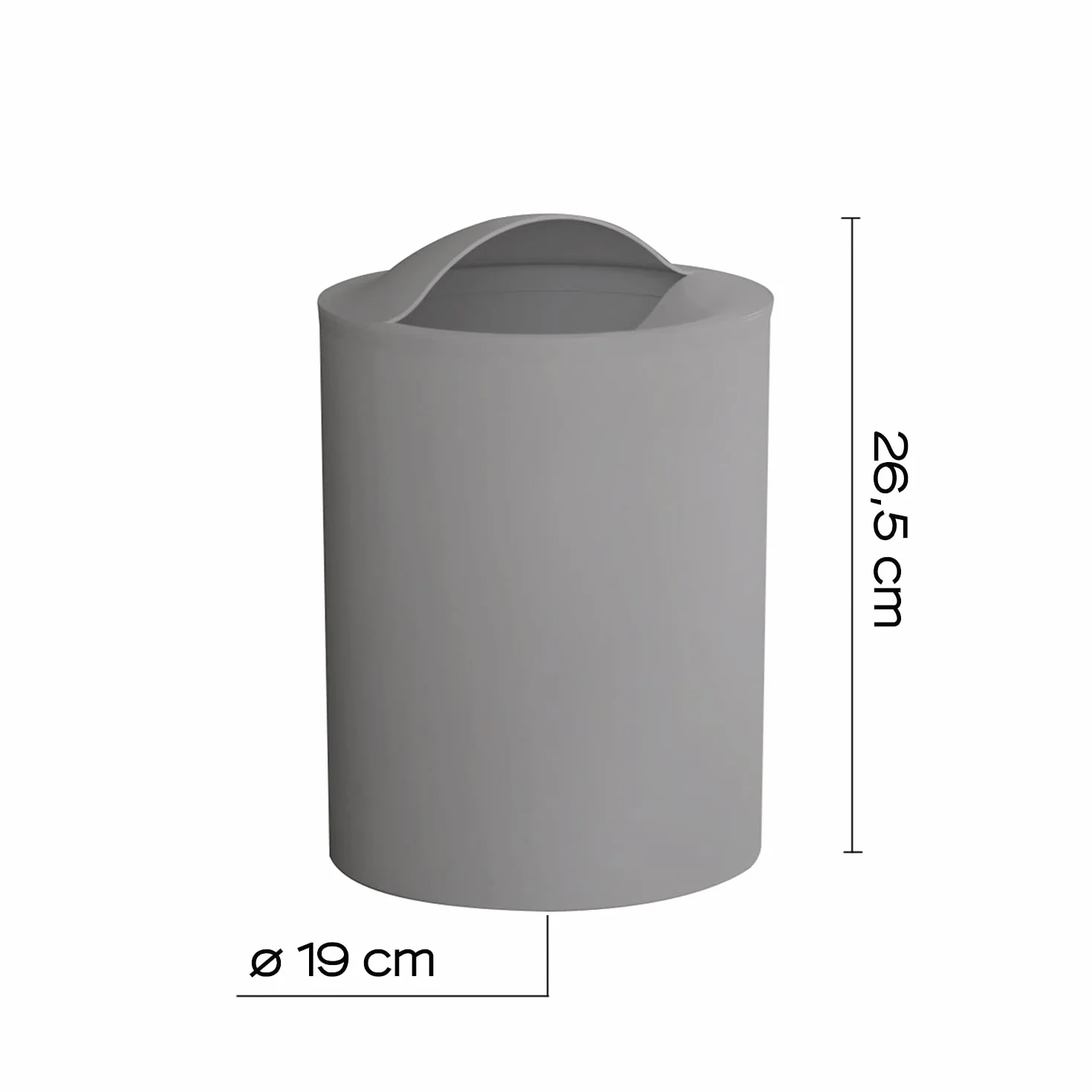 GEDY G-Eye Szary wyrzutnik papieru, wymiary i waga 26,5 x 19 x 19 cm i 0,25 kg, wykonany z żywic termoplastycznych, kosz na śmieci łazienkowy projekt R & D, 100% wyprodukowano we Włoszech, 2 lata