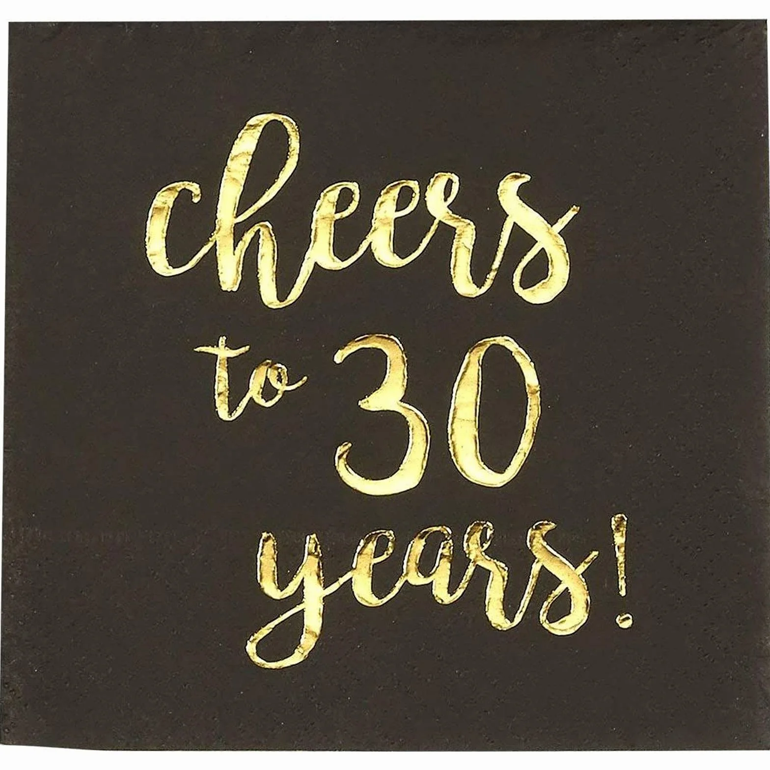 Zestaw 50 serwetek Cheers to 30 lat, 3-warstwowe papierowe serwetki, dekoracje na 30. urodziny dla mężczyzn i kobiet, impreza rocznicowa, czarno-złote, 25 x 25 cm