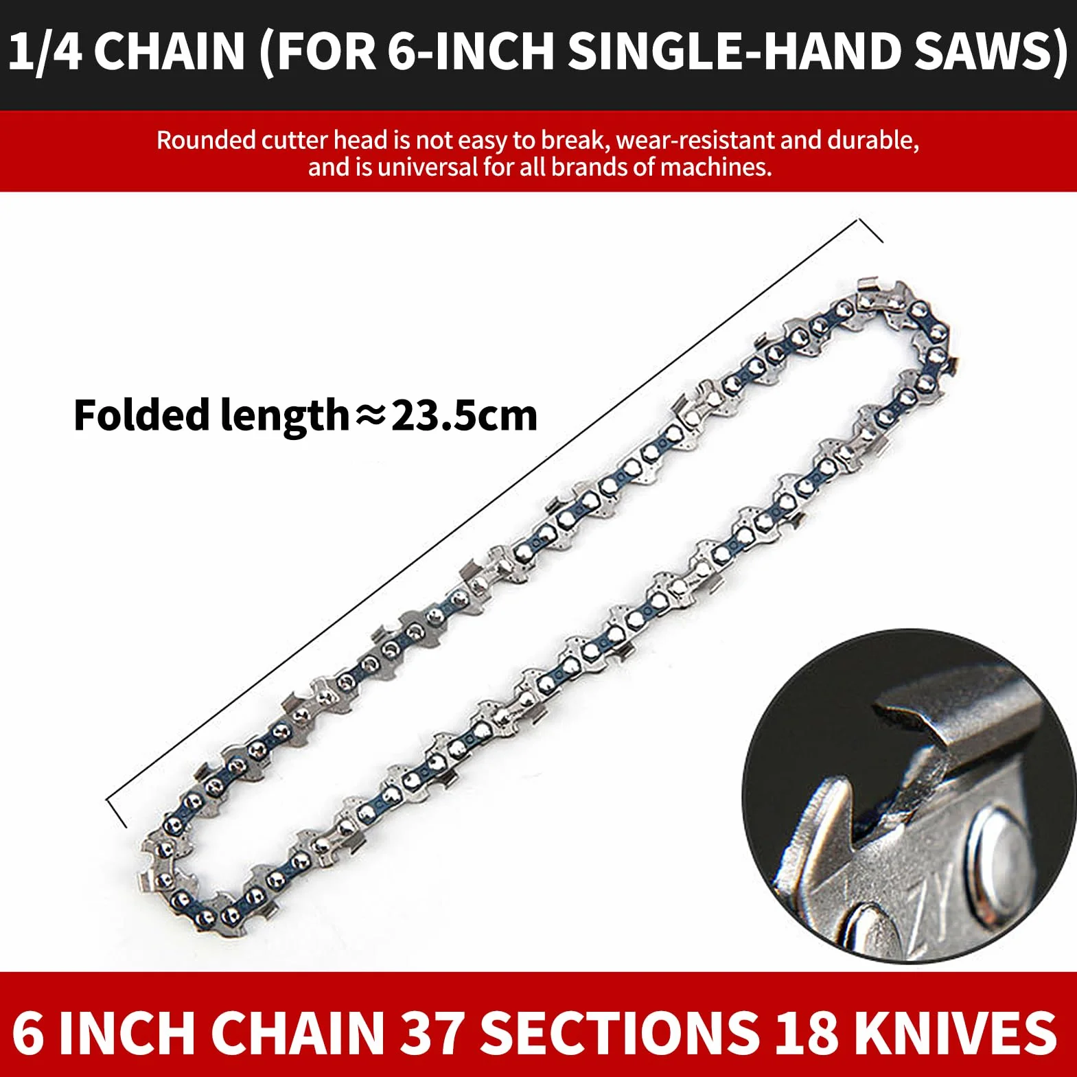 2 sztuki łańcuchów do piły łańcuchowej 6" (15 cm) – 36 ogniw napędowych, niski stopień naciągu, łańcuch do piły łańcuchowej, łańcuch do piły łańcuchowej do akumulatorowej