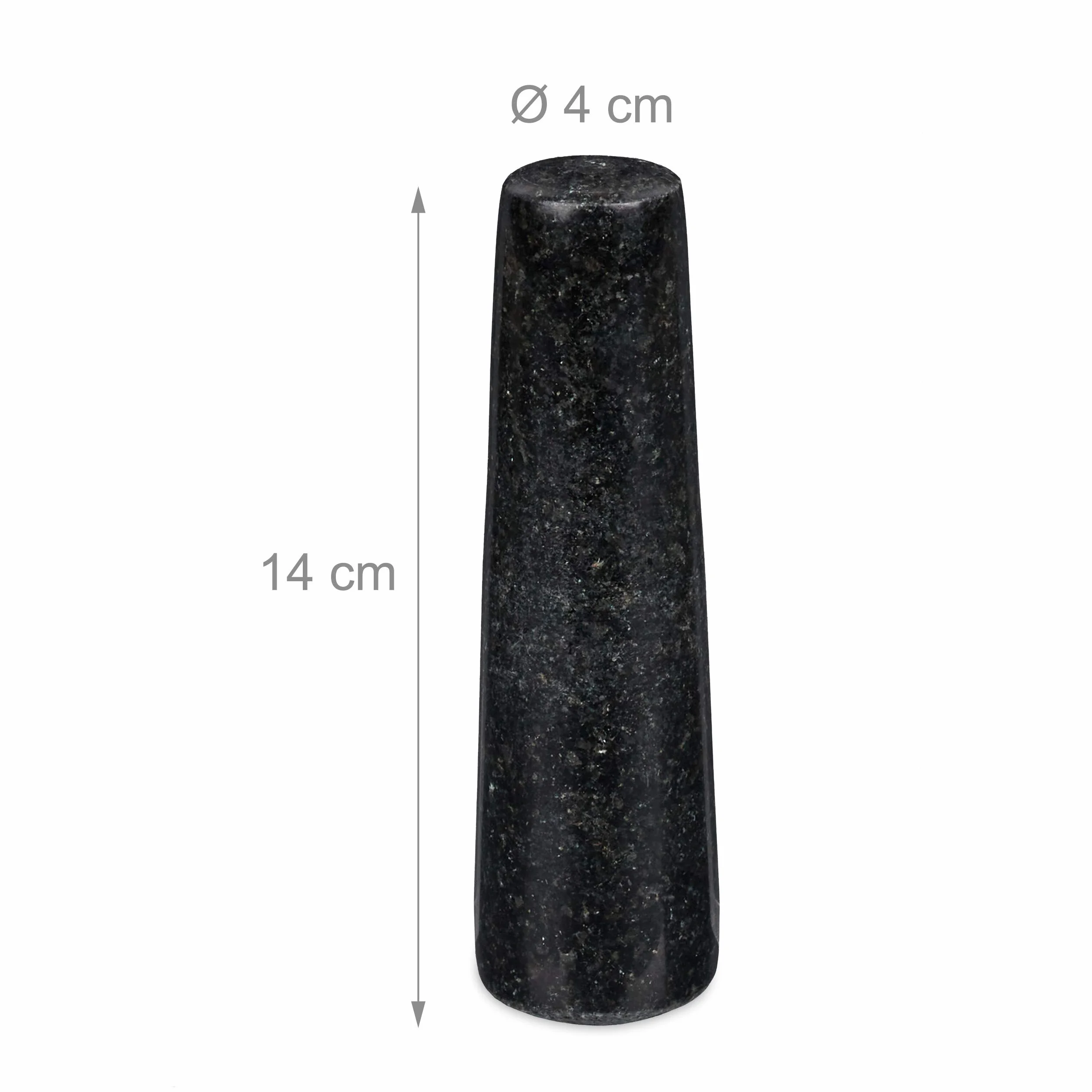 Relaxdays Moździerz granitowy z tłuczkiem, wytrzymały i trwały, przyprawy, zioła, polerowany kamienny moździerz, Ø 12 cm, 300 ml, czarny