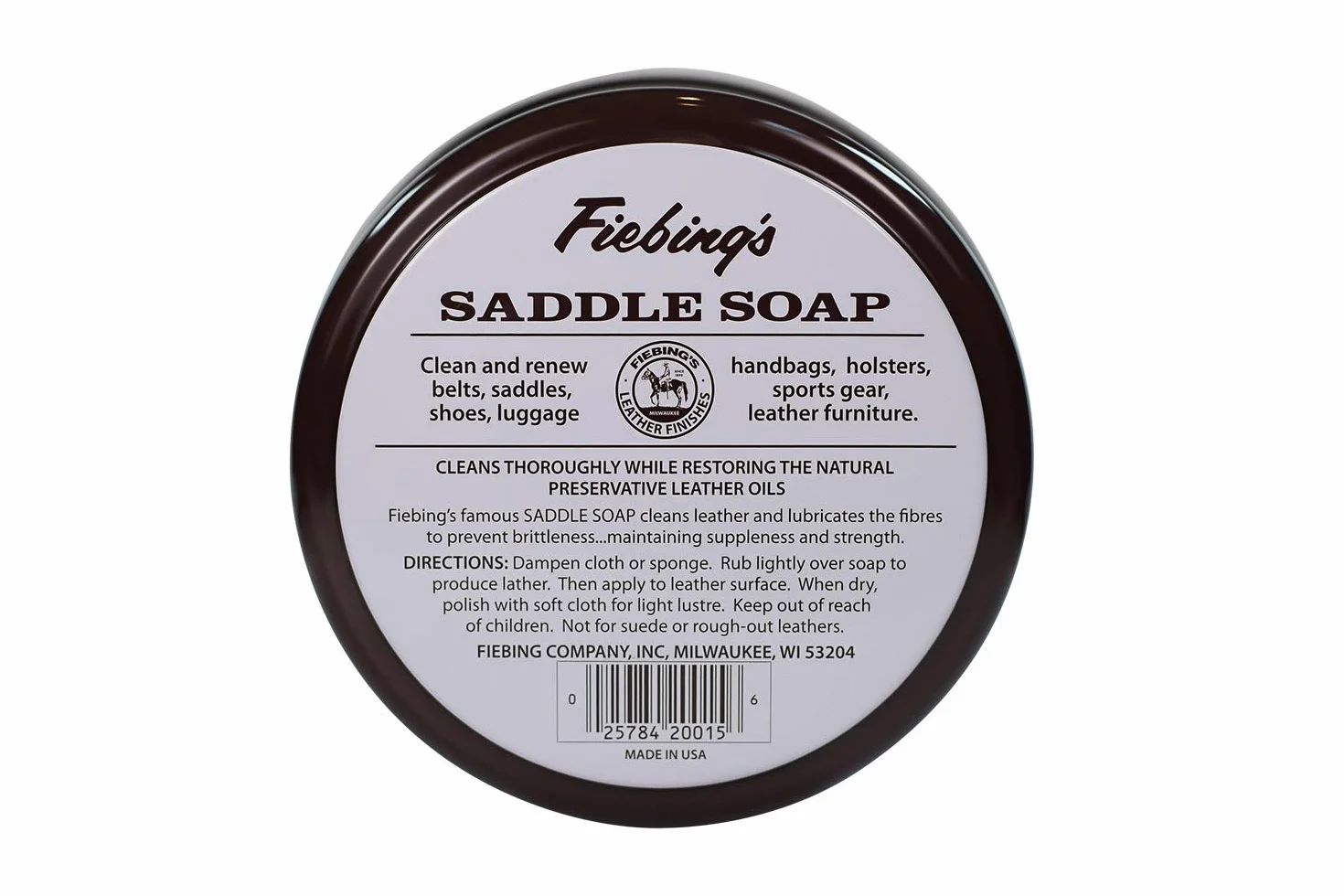 Fiebing's Saddle Soap White 12 uncji Polish and Clean Leather Revives Color