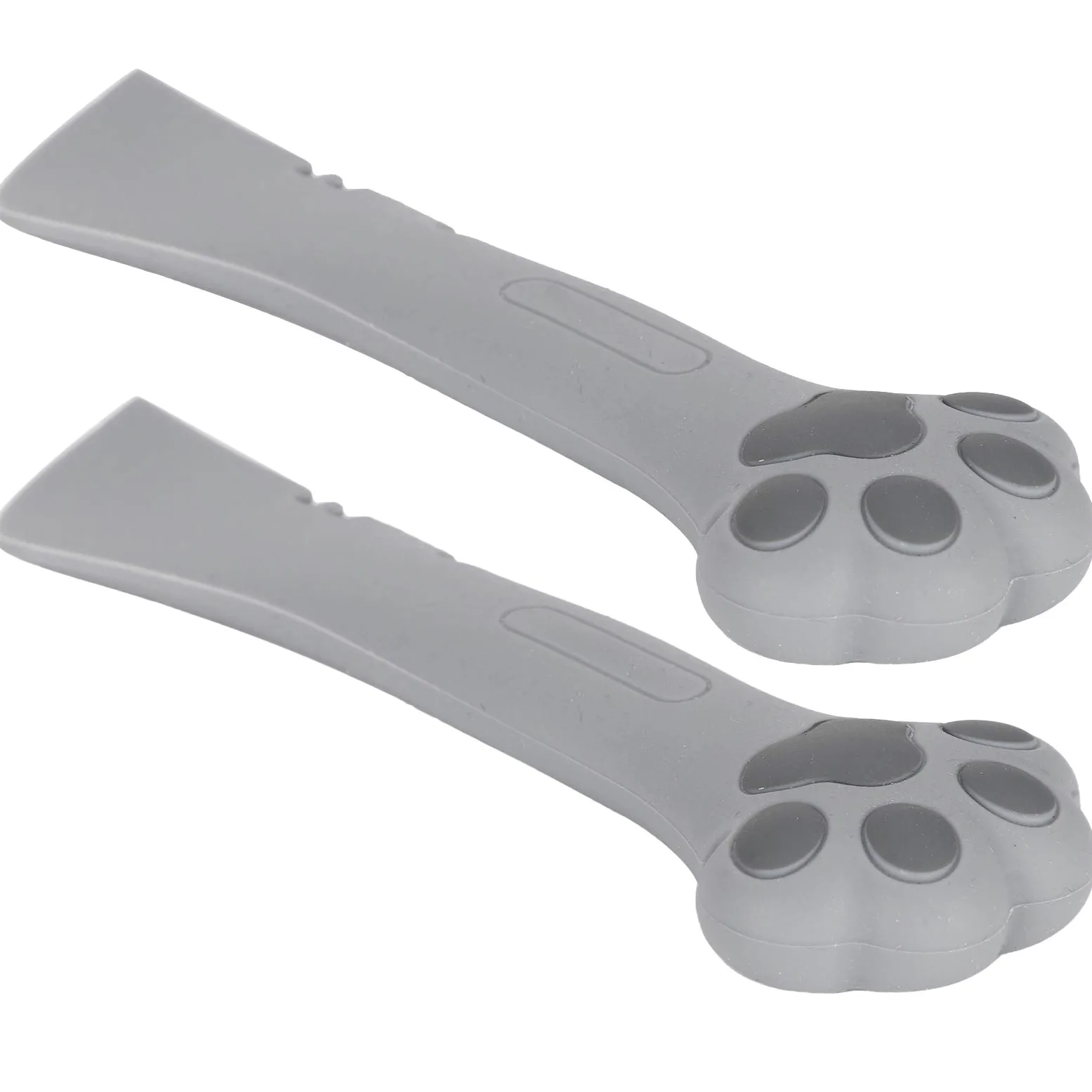 2PCS Wielofunkcyjny Kot Pet Can Otwieracz do żywności Silikonowy Lekka łyżka dla Psa, Urocza Szpatułka Miksująca łyżki z Mini Mokrej Puszki (GRAY)
